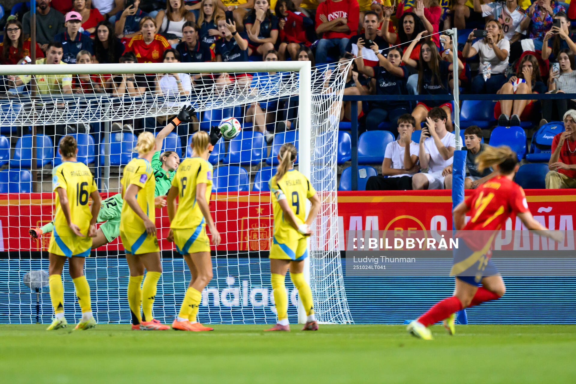 Alexia Putellas of Spain scores the 1-0 goal behind
