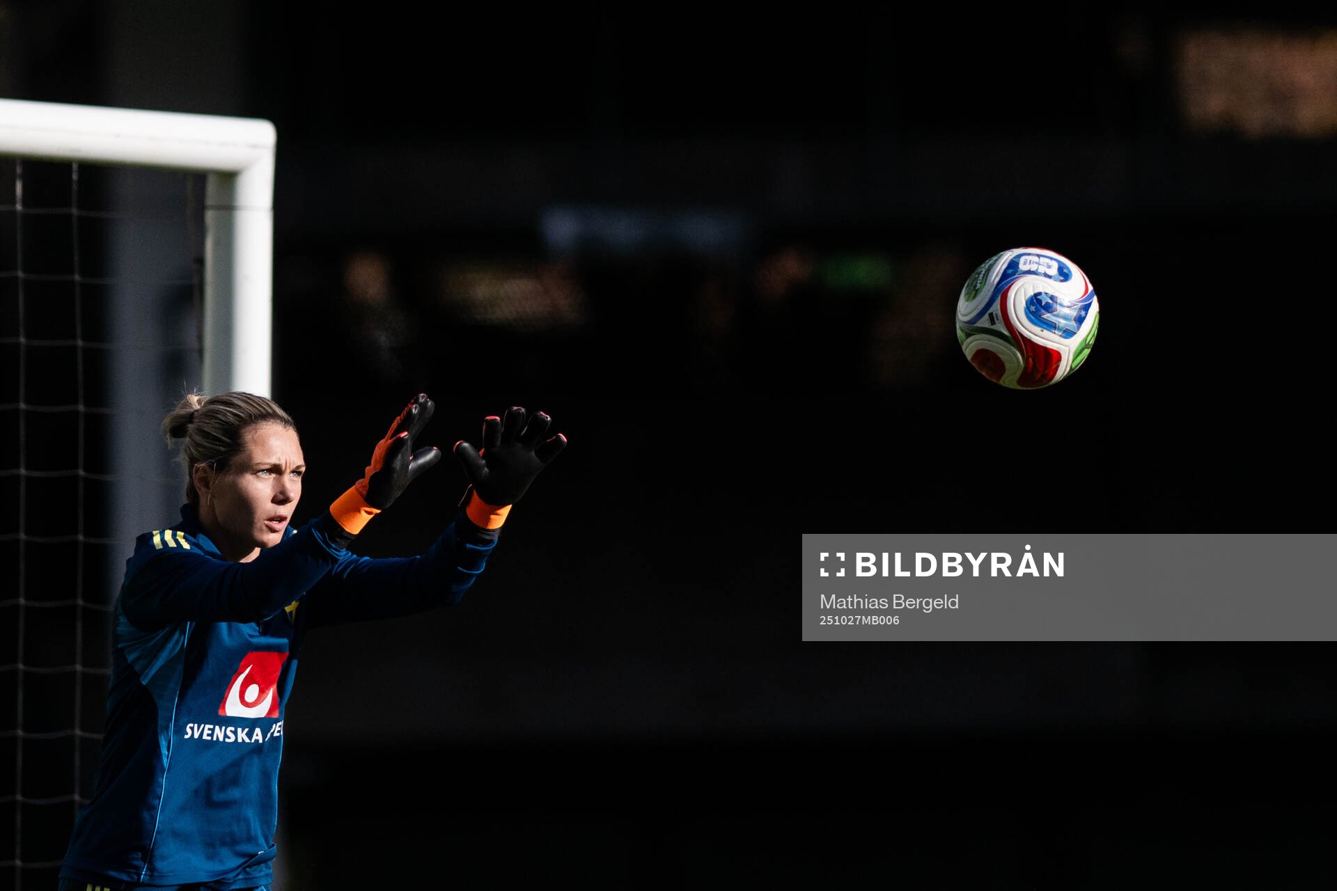 Goalkeeper Jennifer Falk of the Swedish women's national