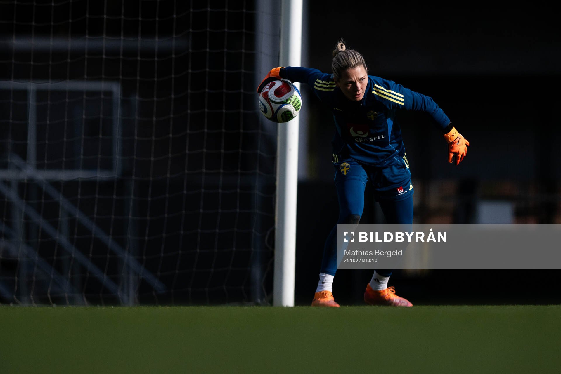 Goalkeeper Jennifer Falk of the Swedish women's national