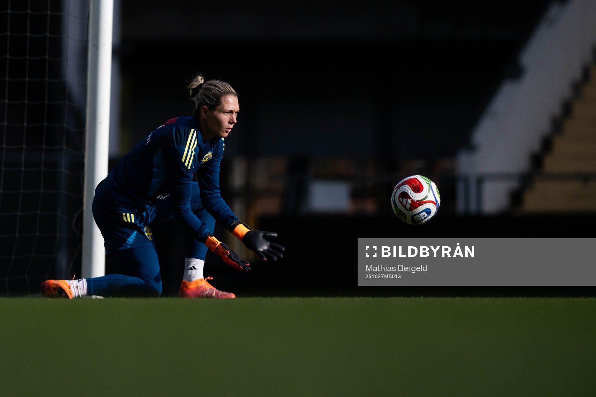 Goalkeeper Jennifer Falk of the Swedish women's national