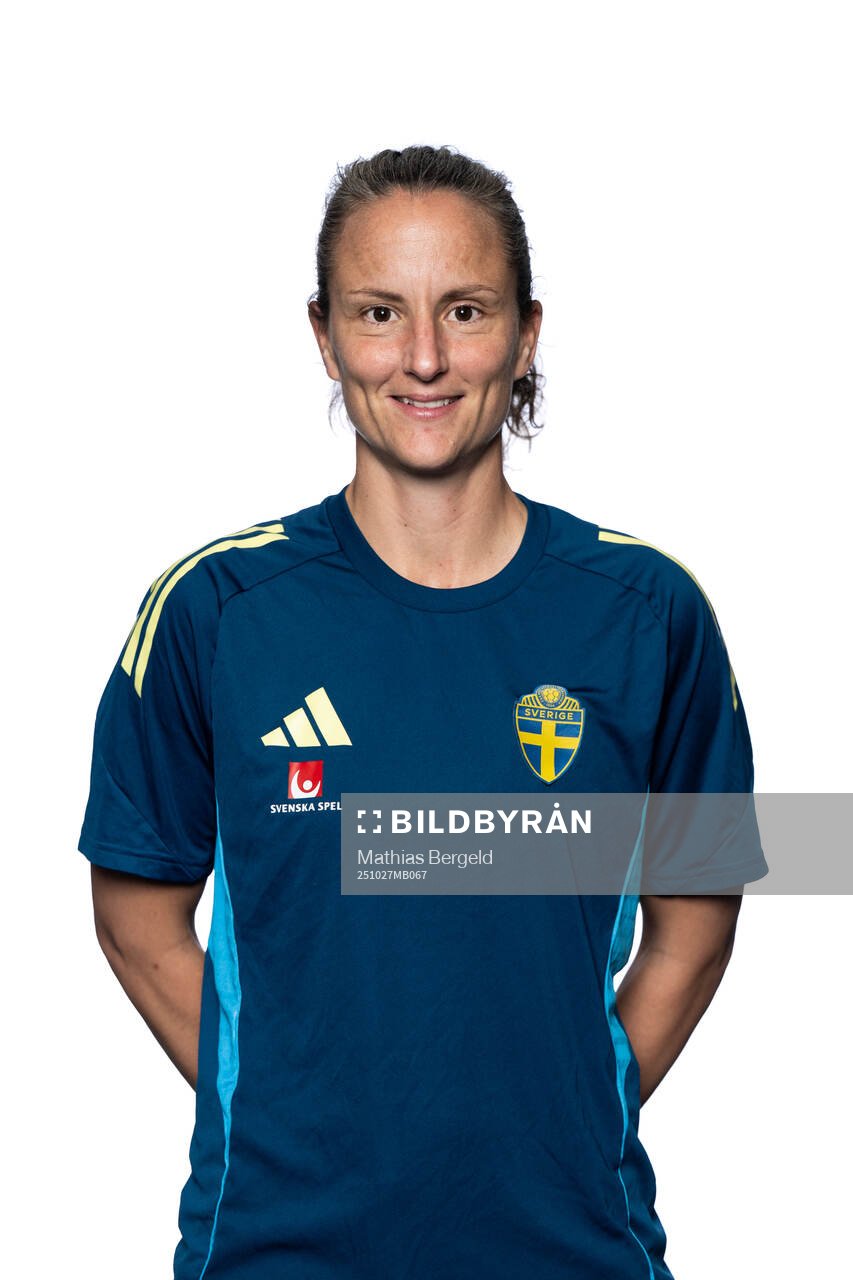 Goalkeeper coach Sofia Lundgren of the Swedish women's