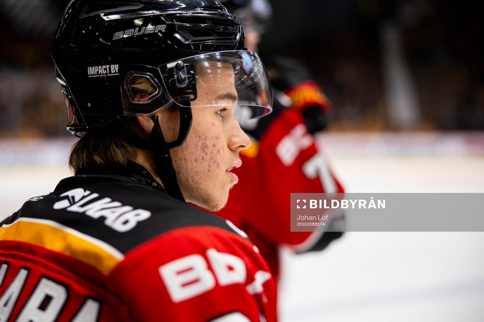 Luleås Casper Juustovaara Karlsson innan ishockeymatchen i
