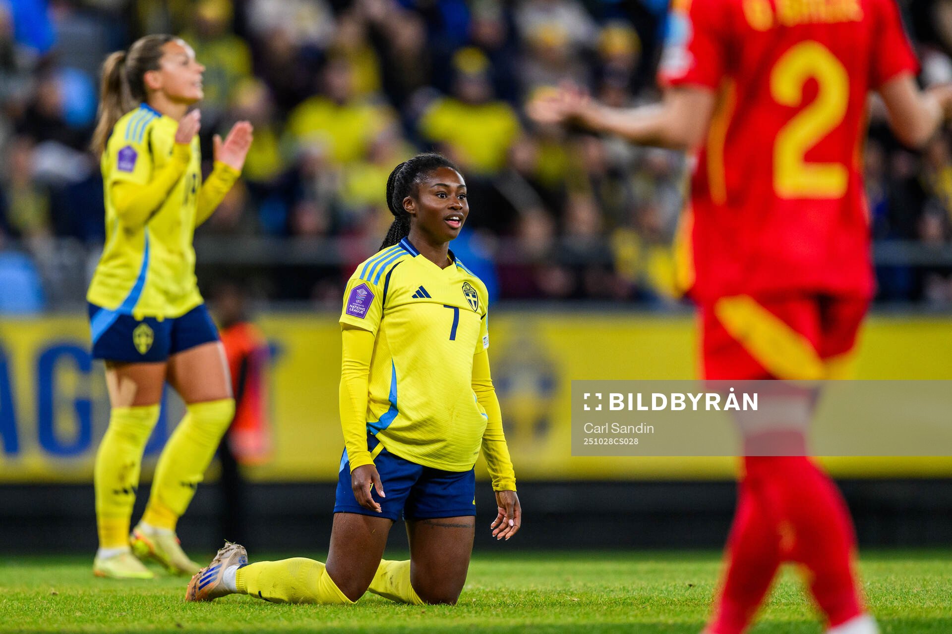 Monica Jusu Bah of Sweden reacts