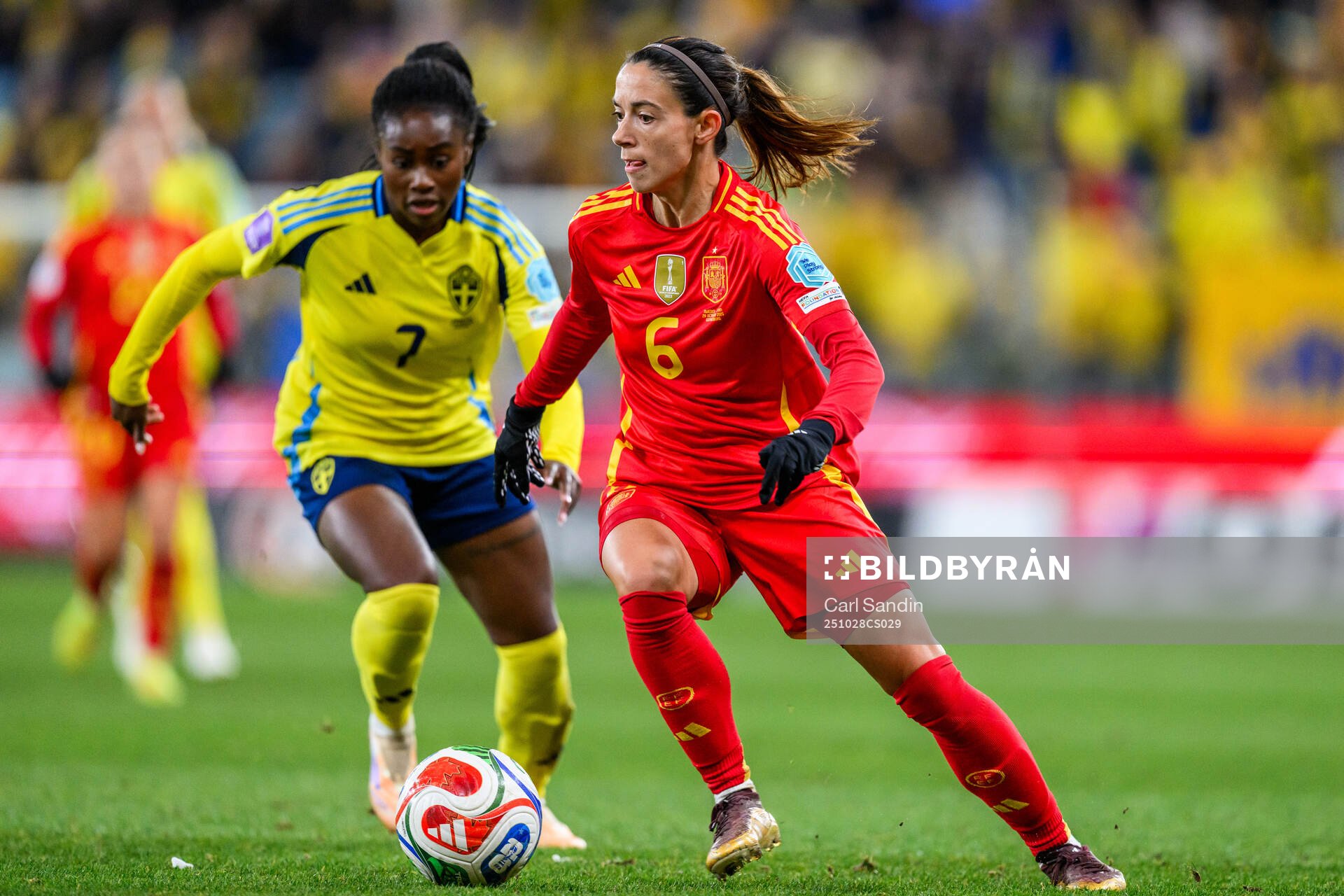 Monica Jusu Bah of Sweden and Aitana Bonmati of Spain