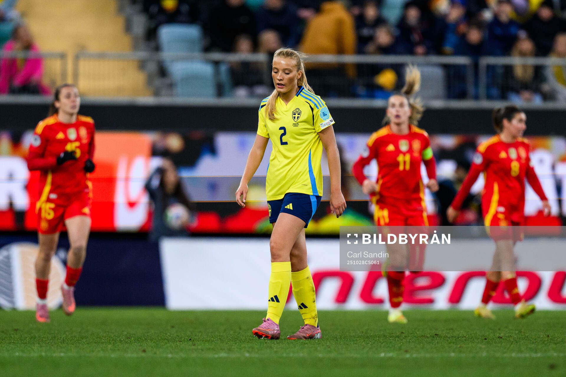 Smilla Holmberg of Sweden looks dejected