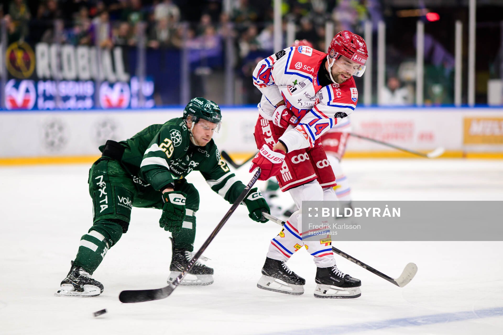 Färjestads Oskar Steen och Timrås Emil Pettersson