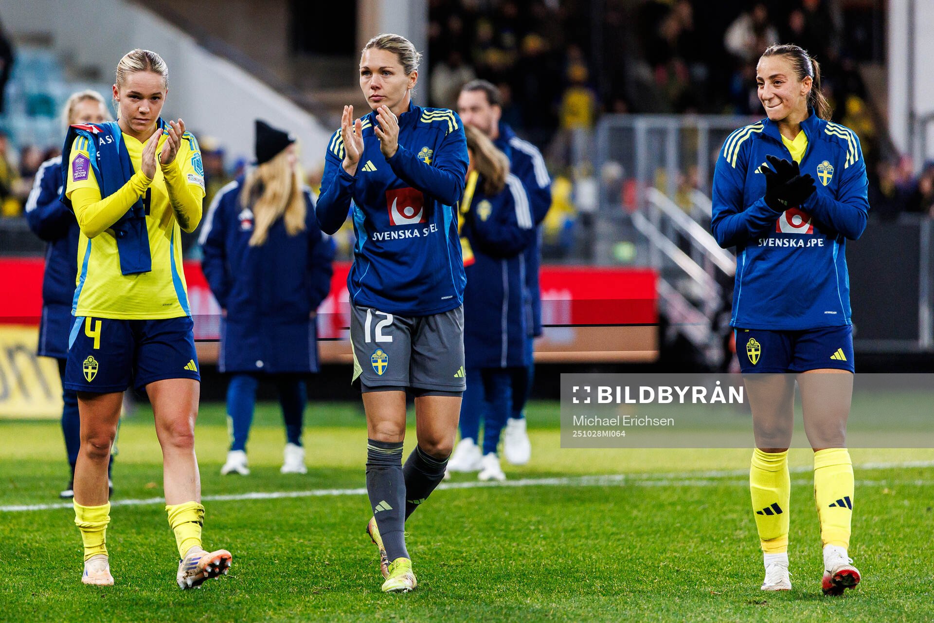 Hanna Lundkvist, goalkeeper Jennifer Falk and Rosa Kafaji