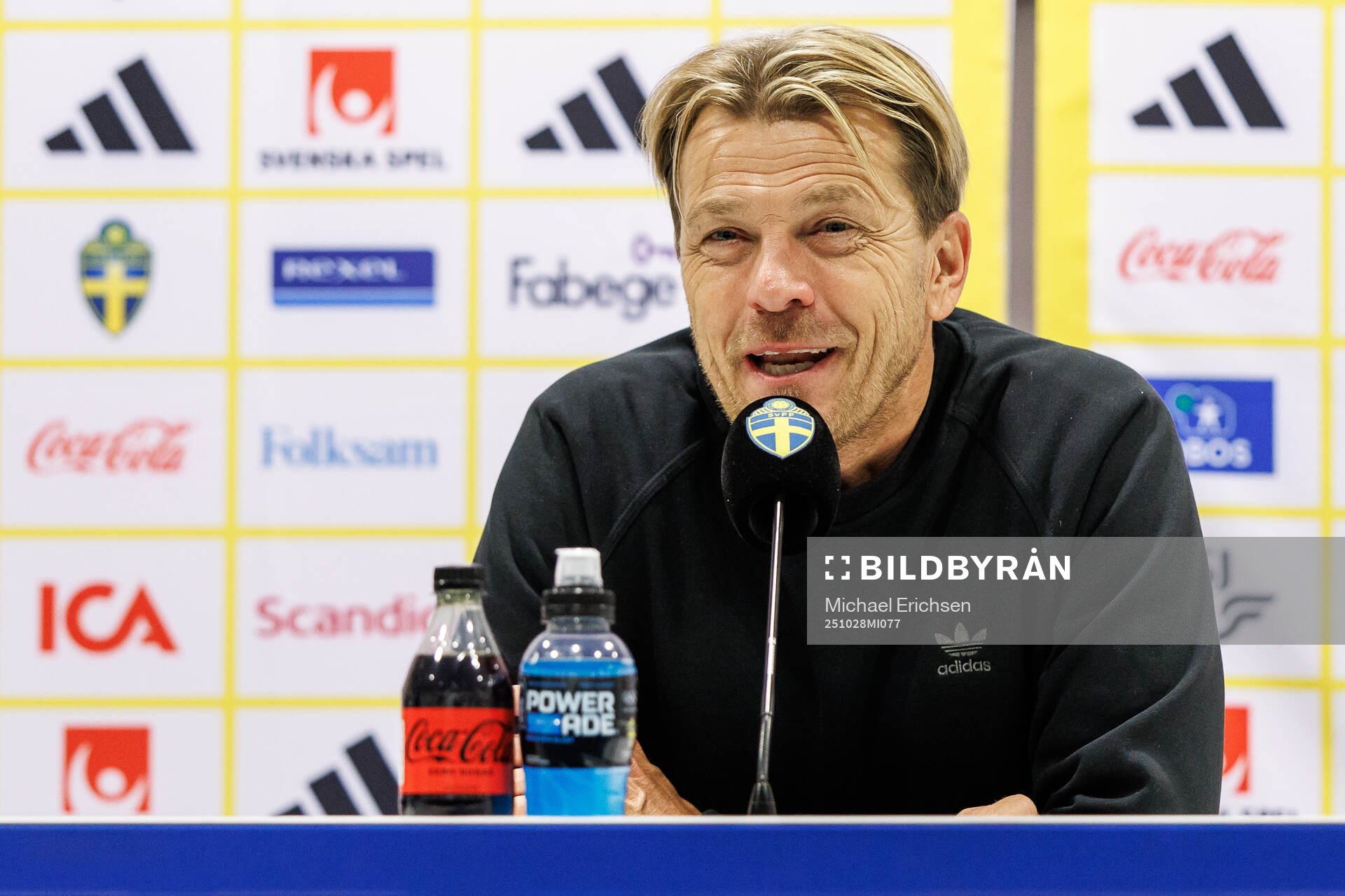 Head coach Tony Gustavsson of Sweden at a press conference