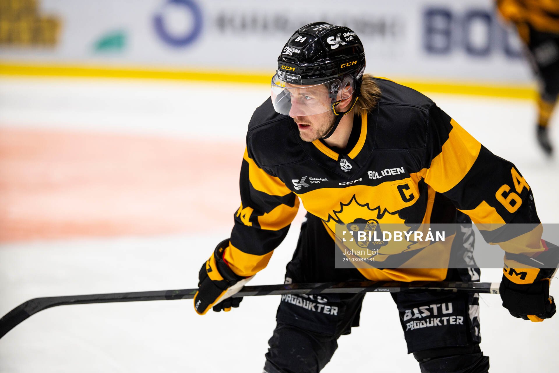Skellefteås Jonathan Pudas innan ishockeymatchen i SHL