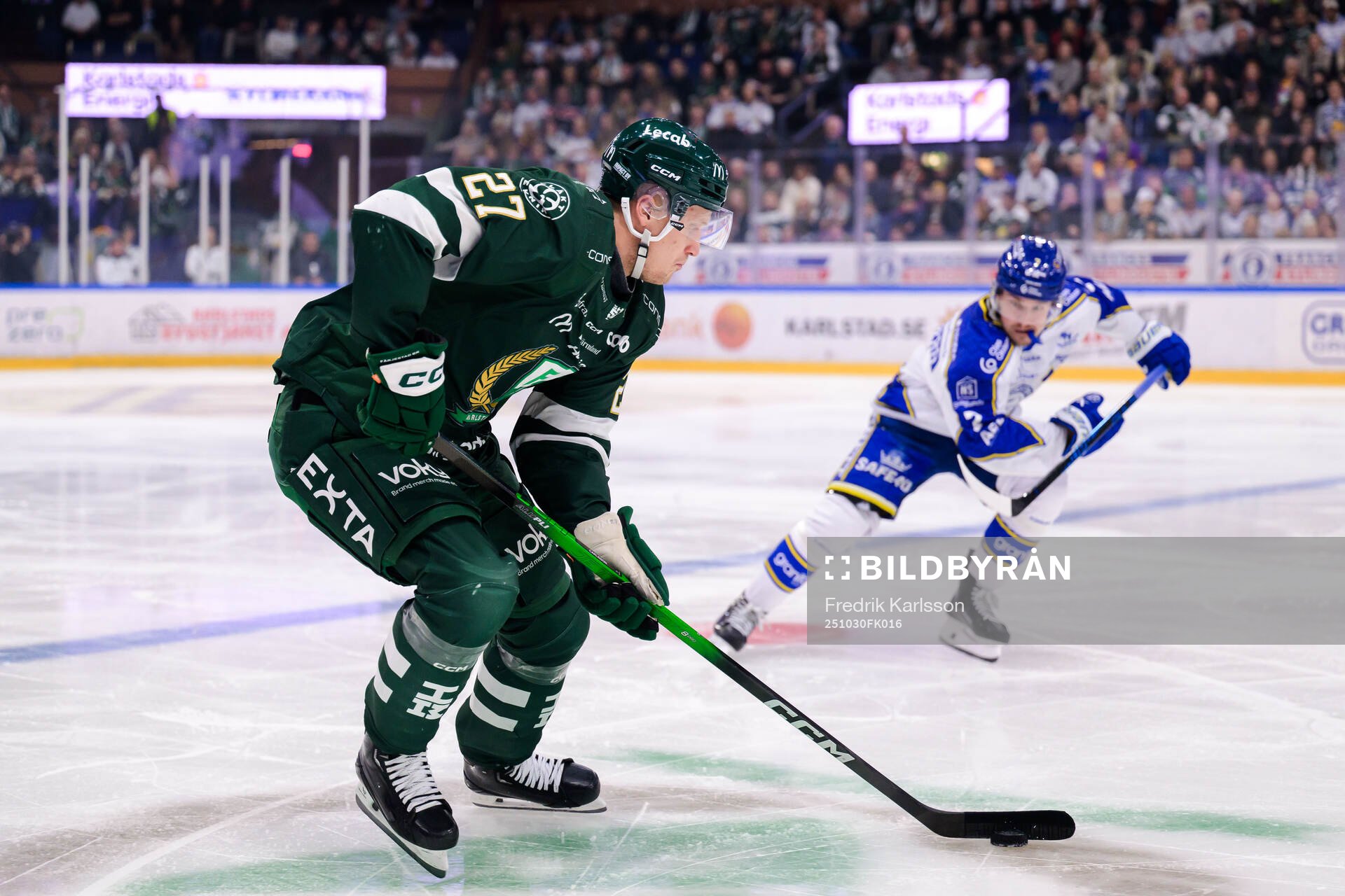 Färjestads Gabriel Carlsson och Leksands Marcus Karlberg