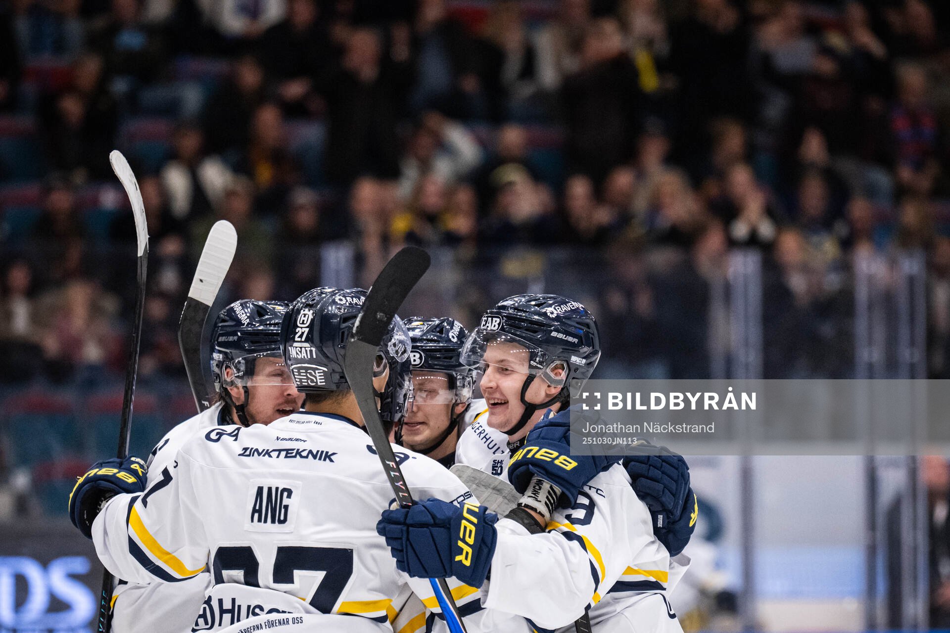 HV71s Hugo Pettersson jublar med lagkamrater