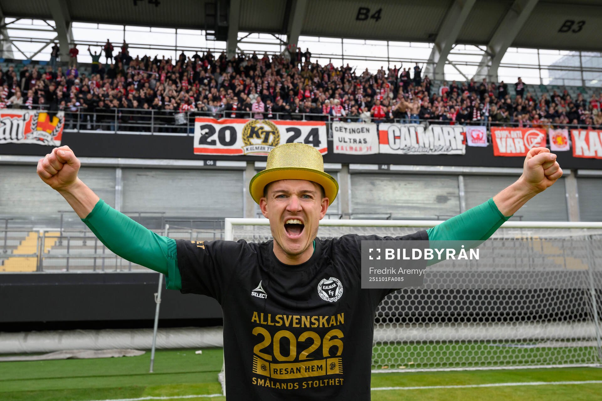 Kalmars målvakt Jakob Kindberg jublar