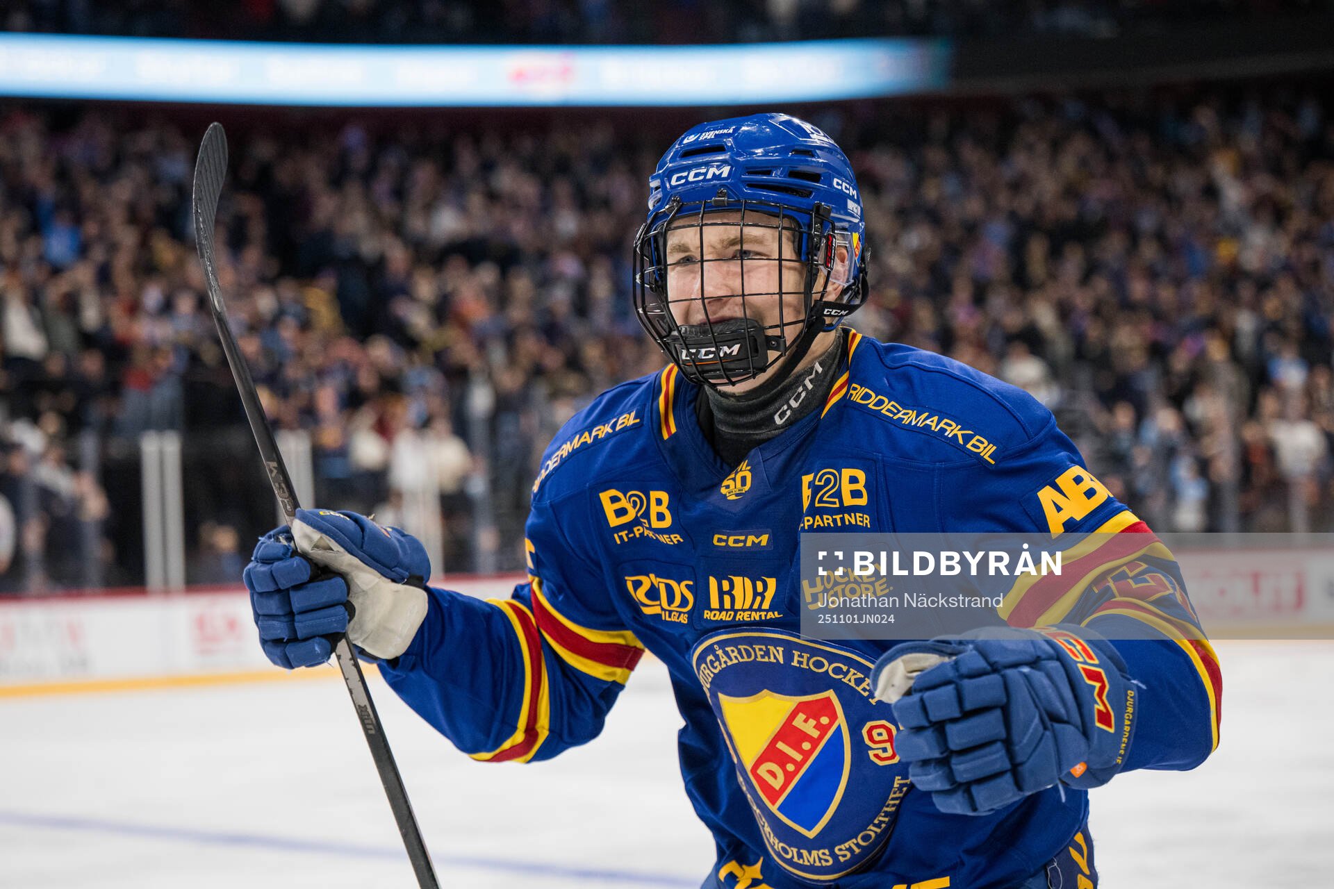 Djurgårdens Viggo Björck jublar
