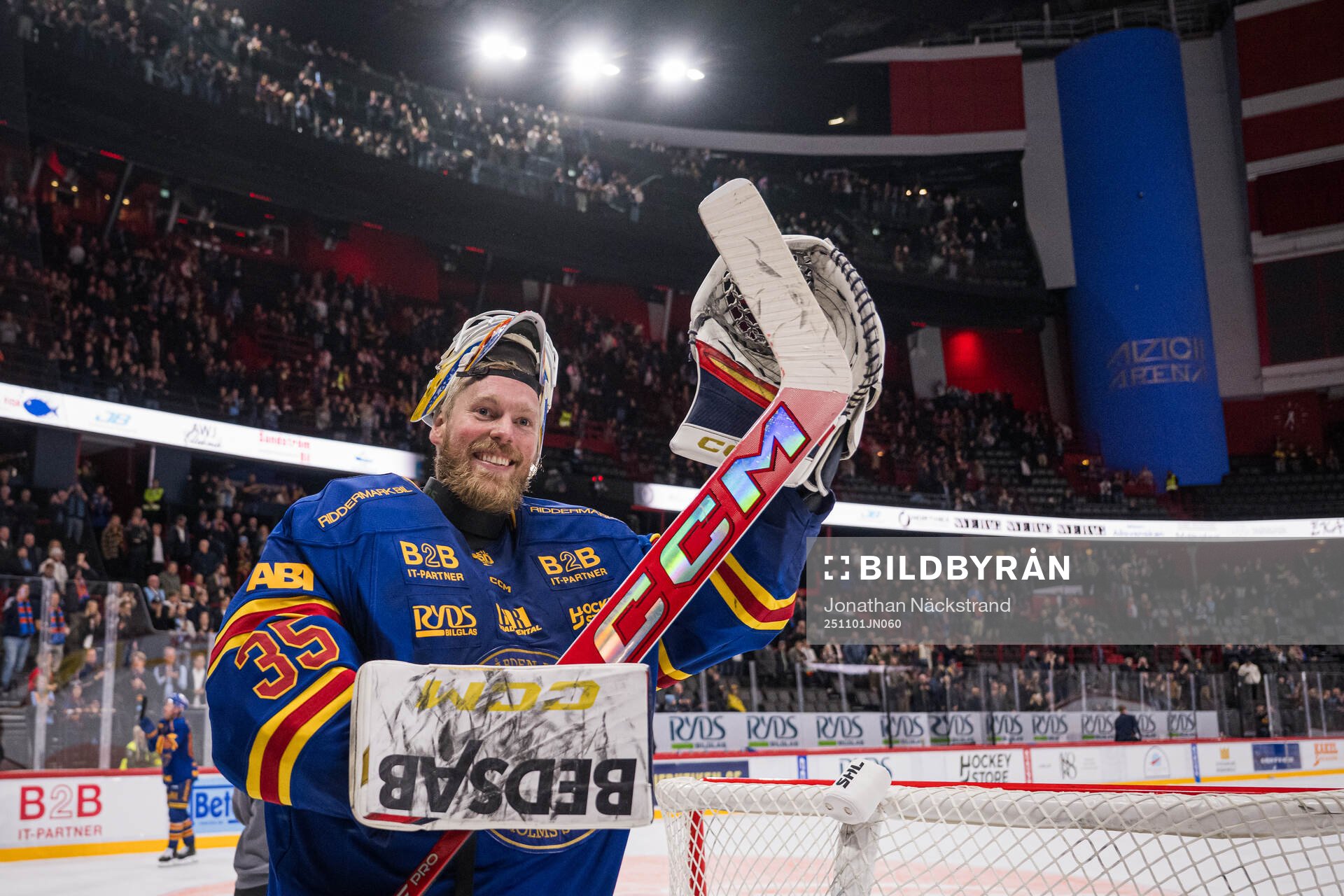 Djurgårdens målvakt Magnus Hellberg jublar
