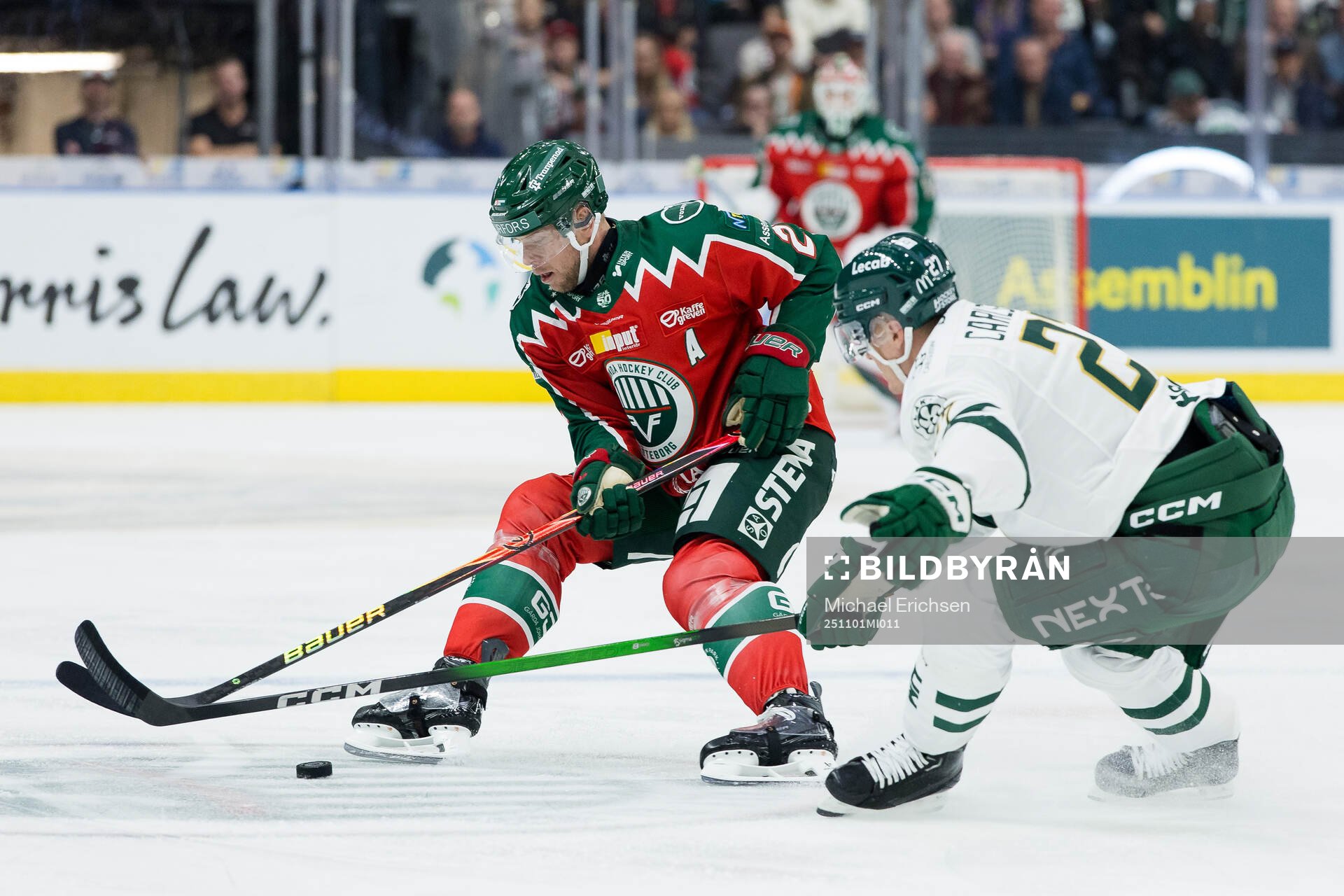Frölundas Christian Folin och Färjestads Gabriel Carlsson