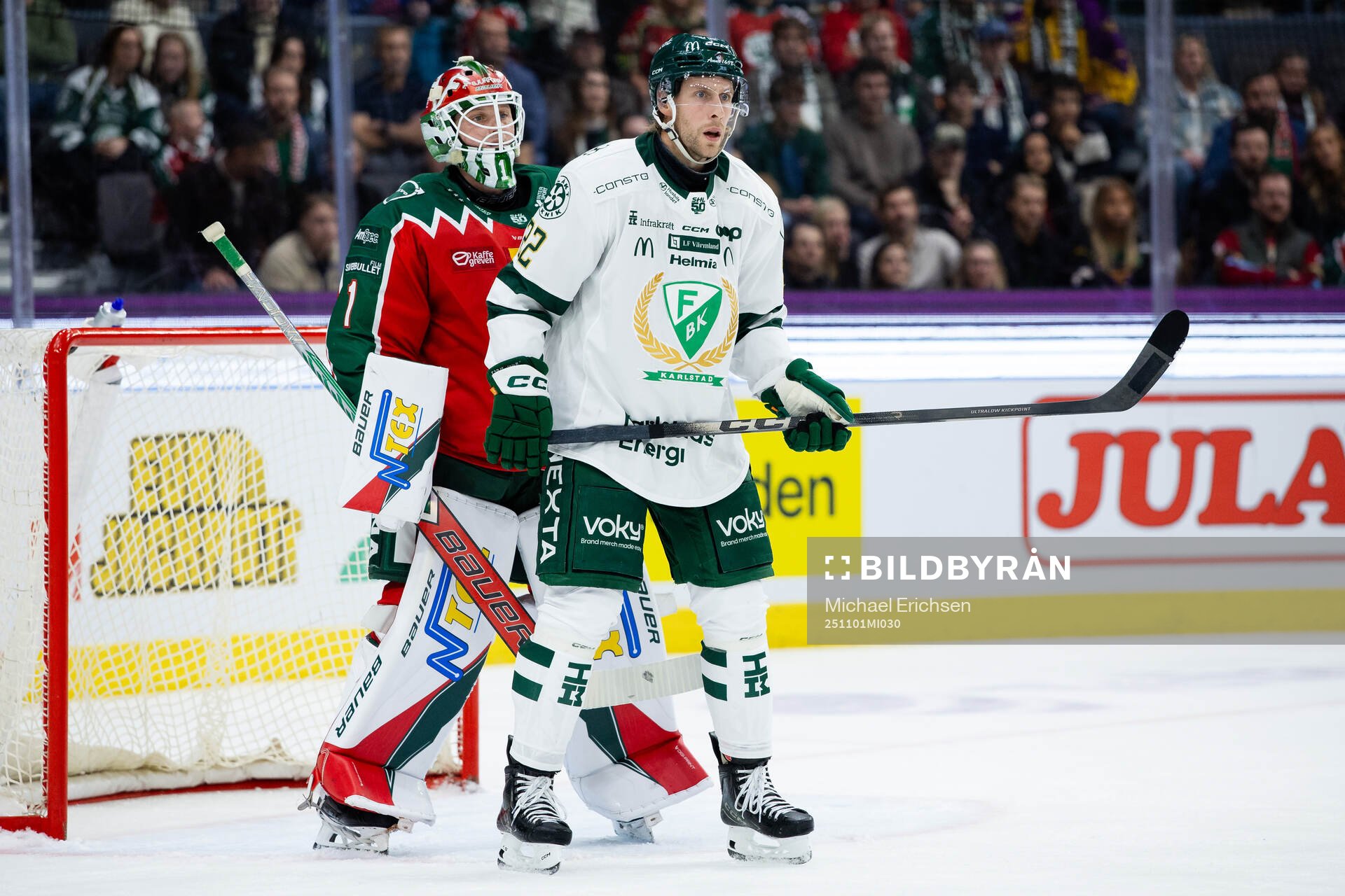 Frölundas målvakt Lars Johansson och Färjestads Per