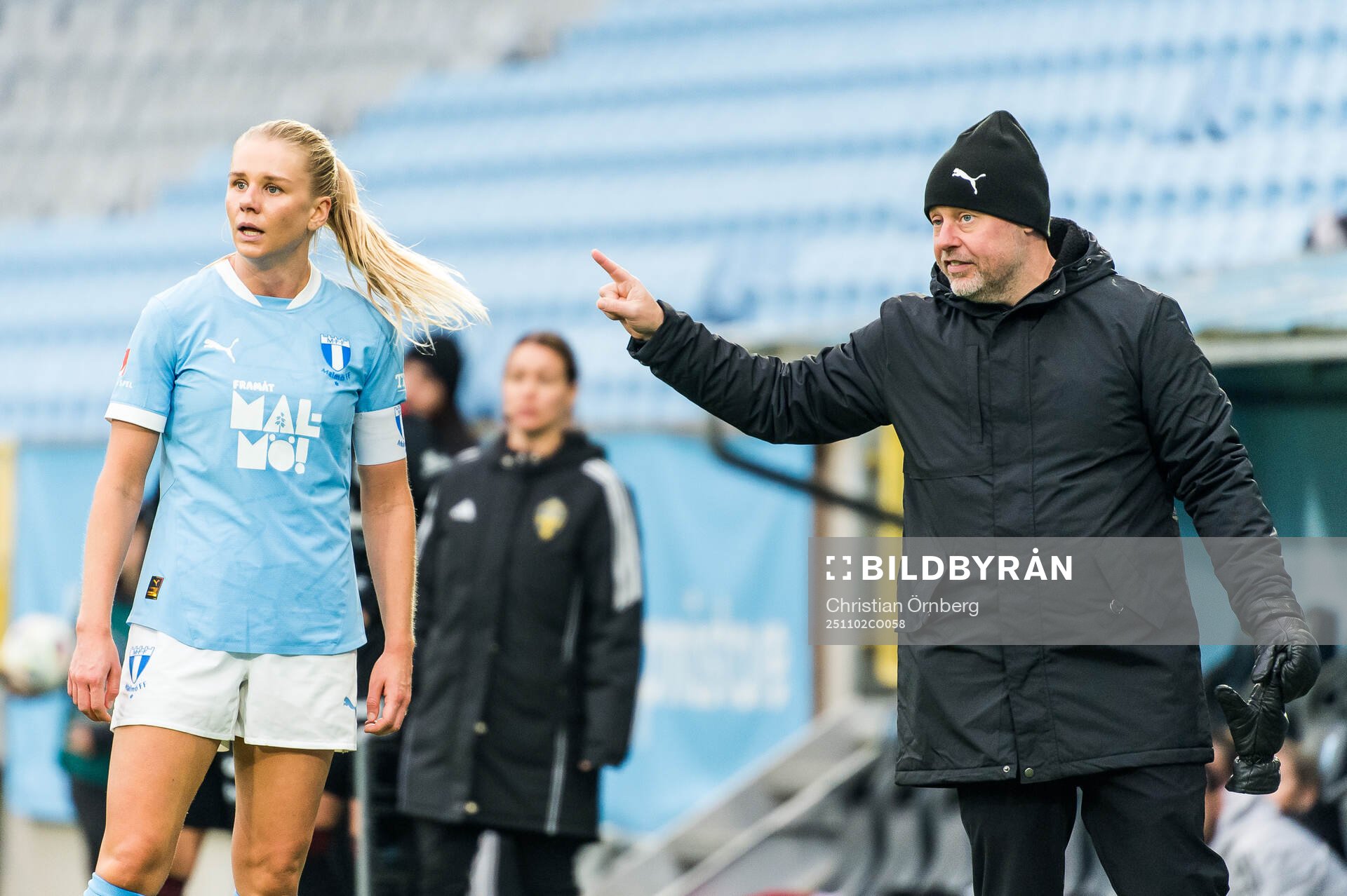 Malmö FFs Nellie Lilja och tränare Jonas Valfridsson