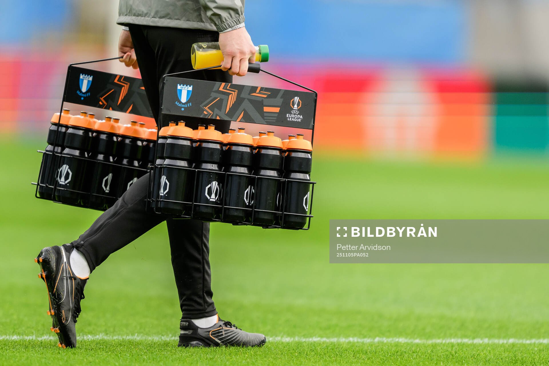 General view of a water bottle rack