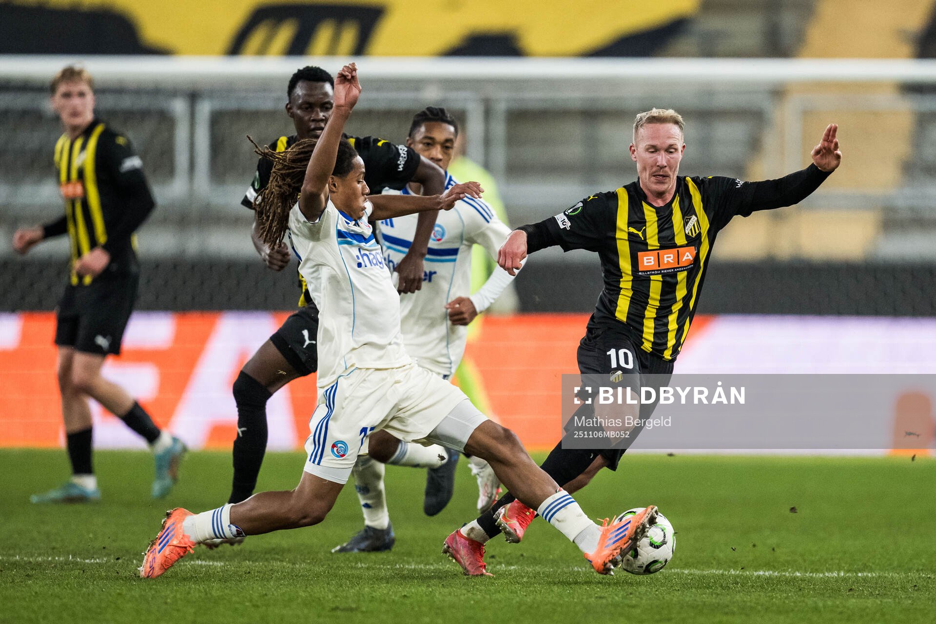 Mathis Amougou of Strasbourg and Mikkel Rygaard Jensen of