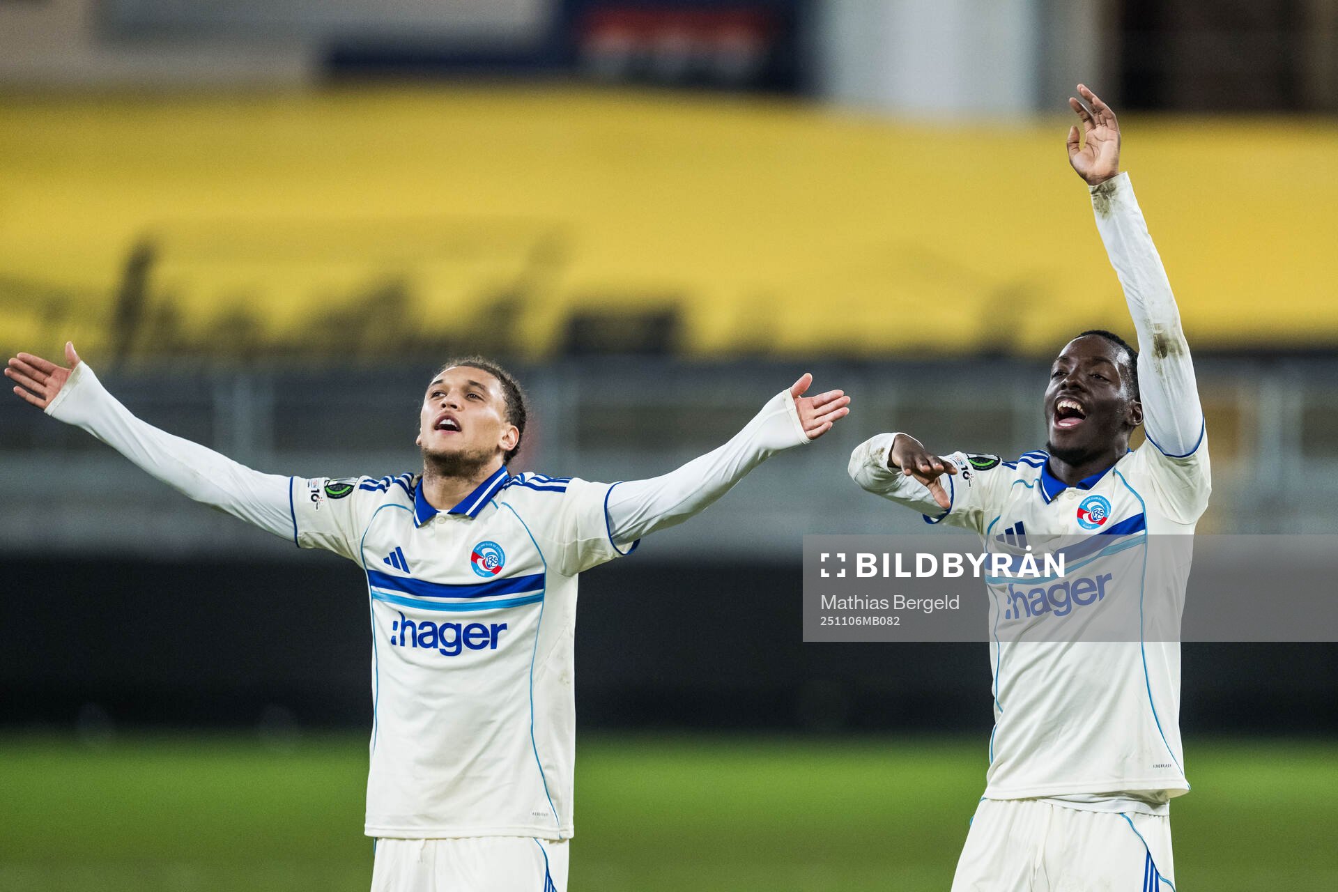 Diego Moreira and Rabby Nzingoula of Strasbourg