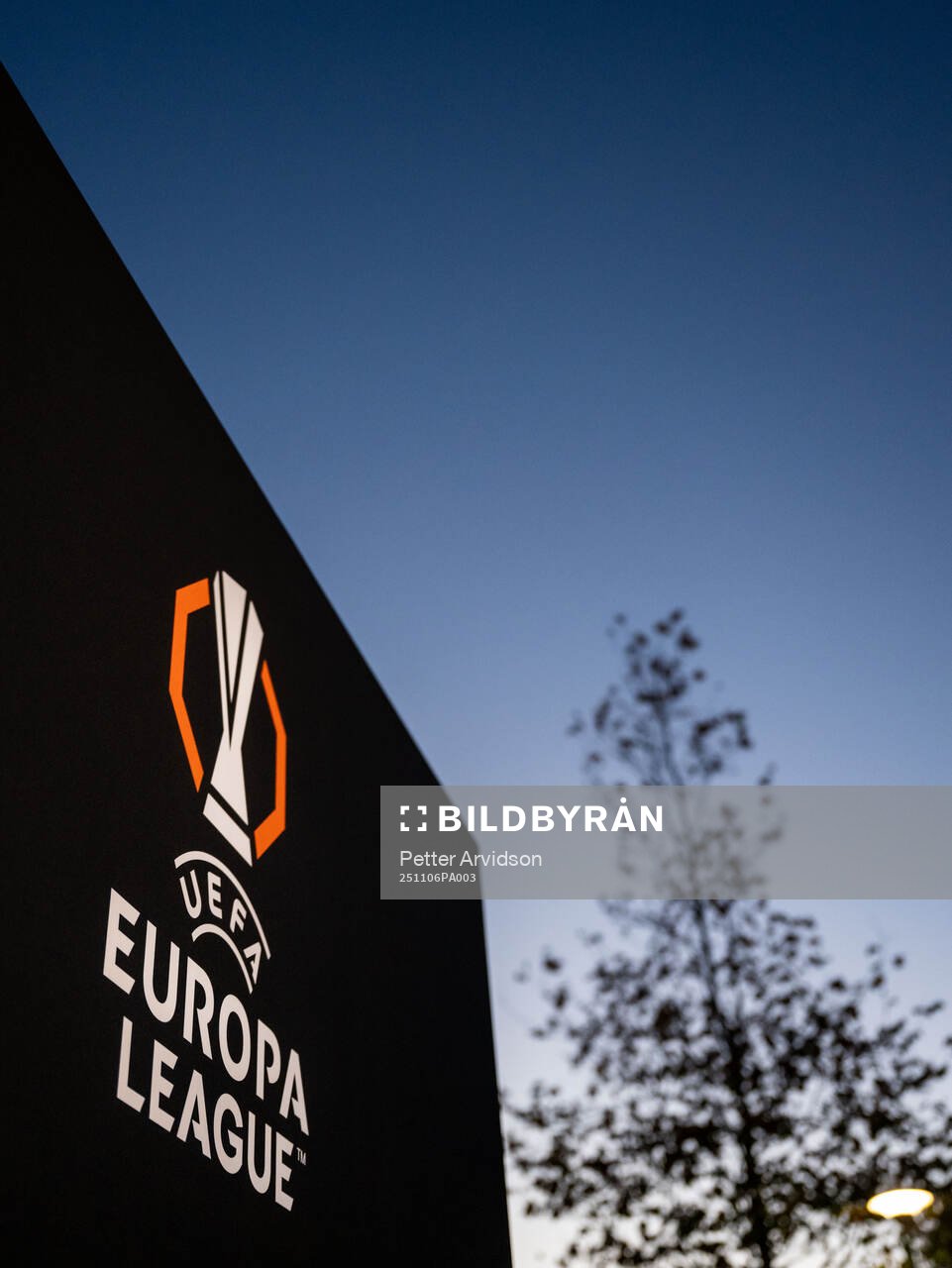 General view of a UEFA Europa League sign