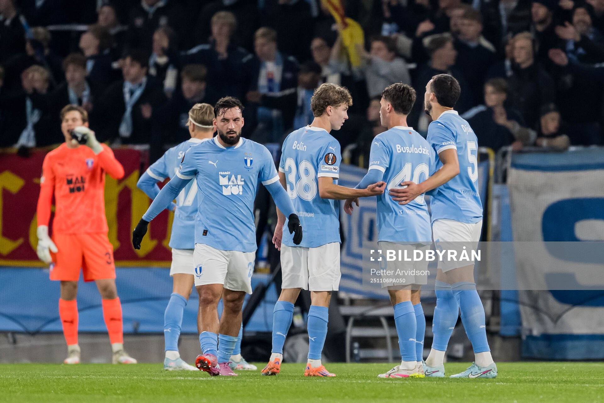 Kenan Busuladzic, Hugo Bolin and Andrej Djuric of Malmö FF