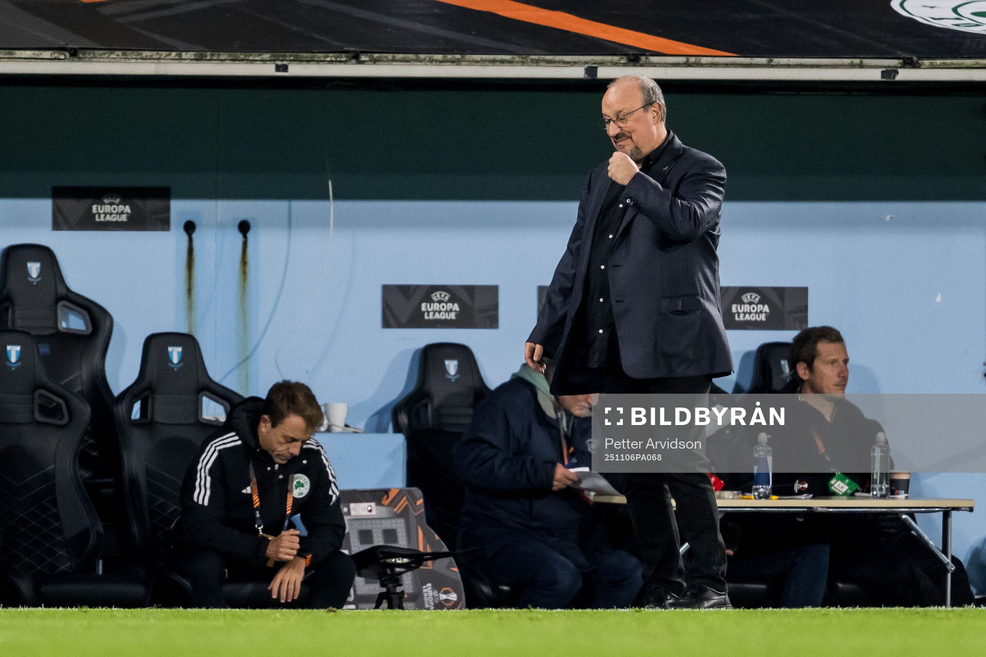 Head coach Rafael Benitez of Panathinaikos looks dejected