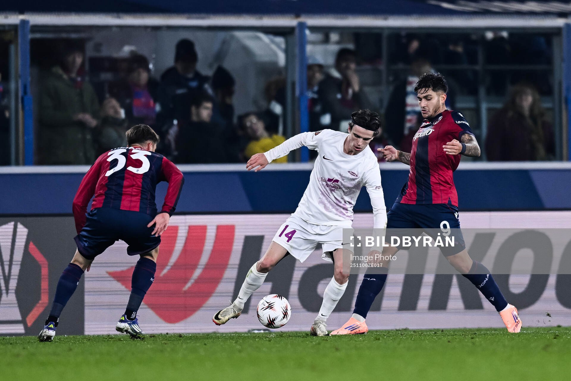 Ulrik Mathisen of Brann against Juan Miranda and Santiago
