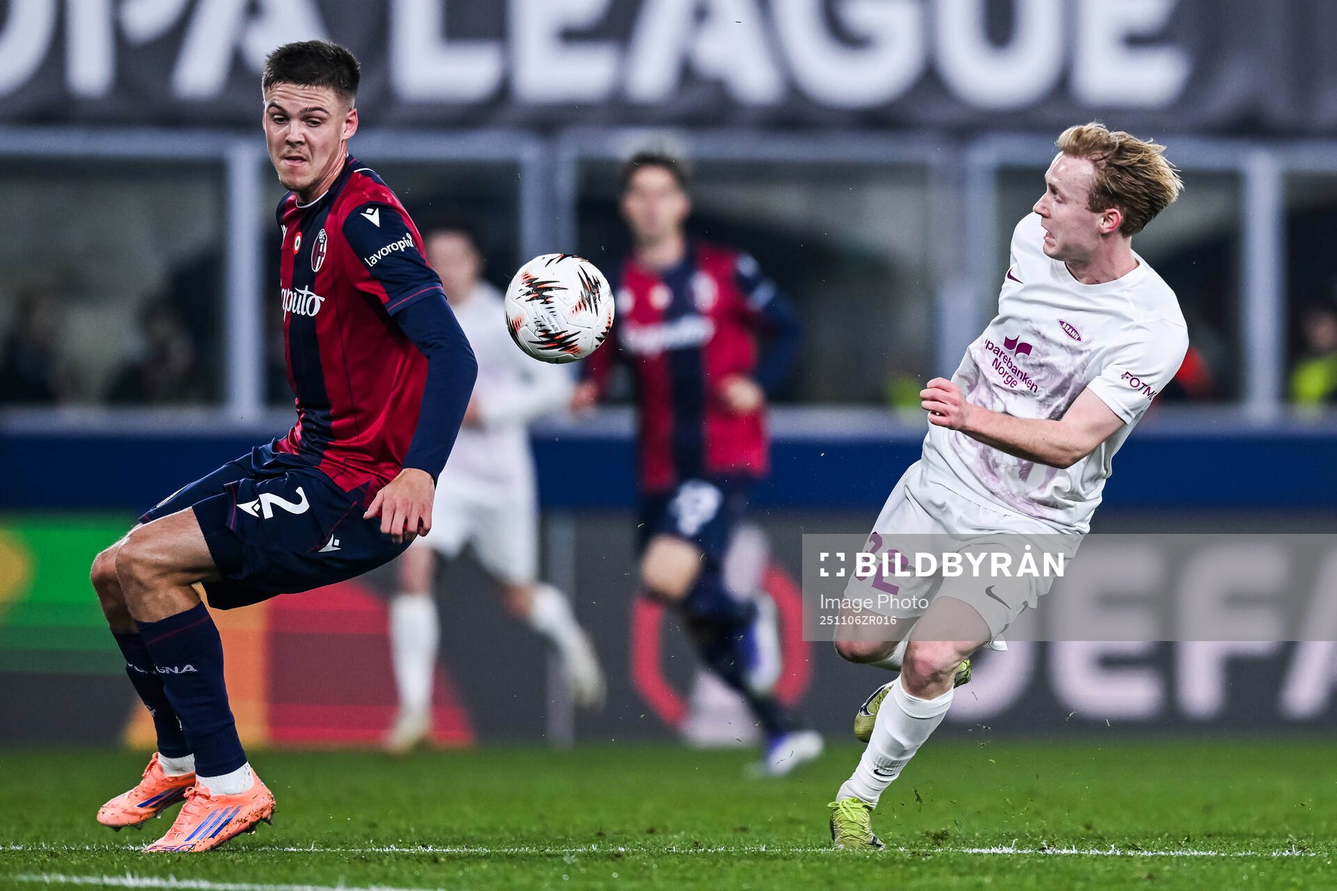 Emil Holm of Bologna and Markus Haaland of Brann