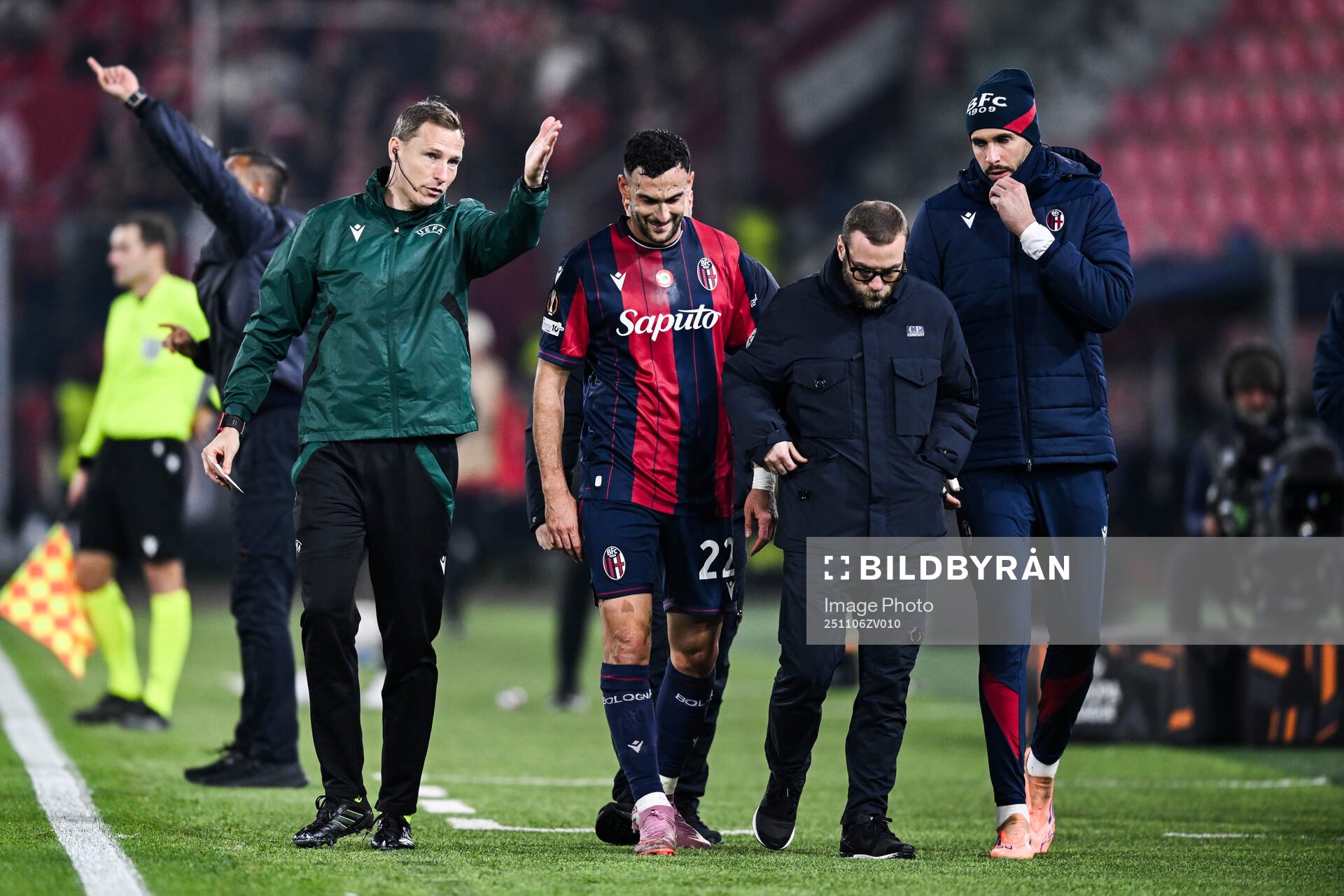 Charalampos Lykogiannis of Bologna leaves the pitch