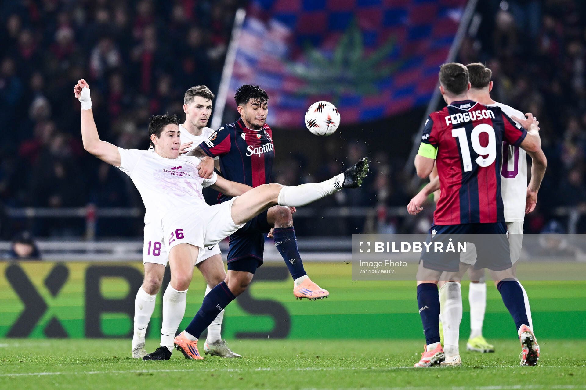 Eivind Helland of Brann and Santiago Castro of Bologna