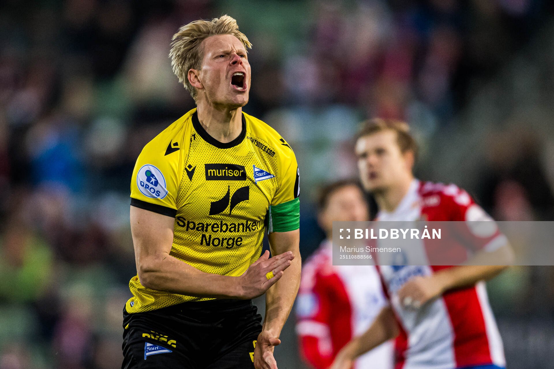Eirik Wilberg Schulze of Start reacts