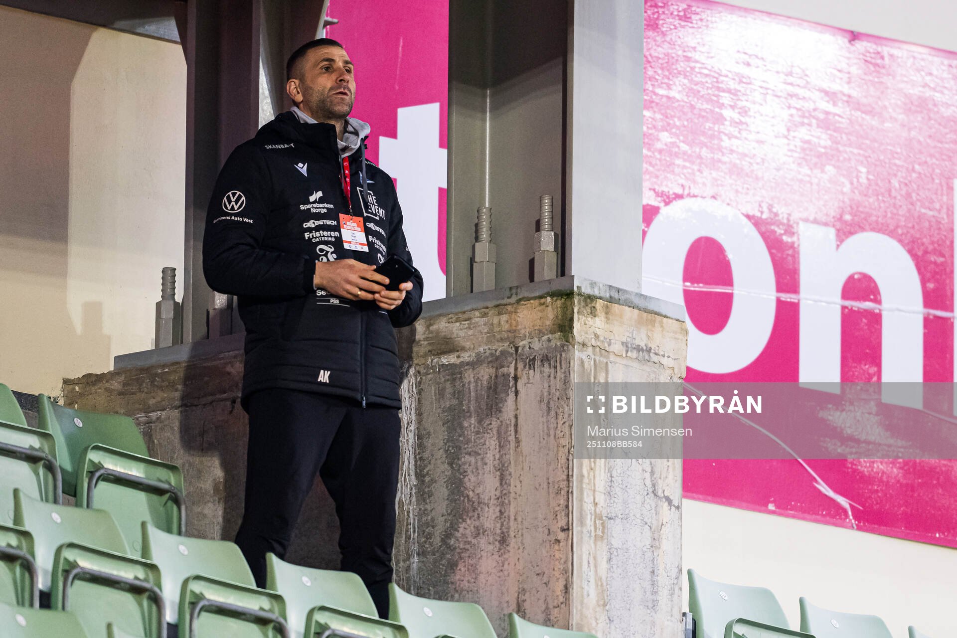 Head coach Azar Karadas of Start in the stands