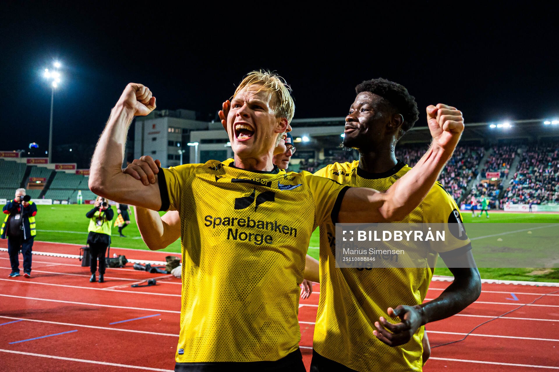 Håkon Holmefjord Lorentzen of Start celebrates
