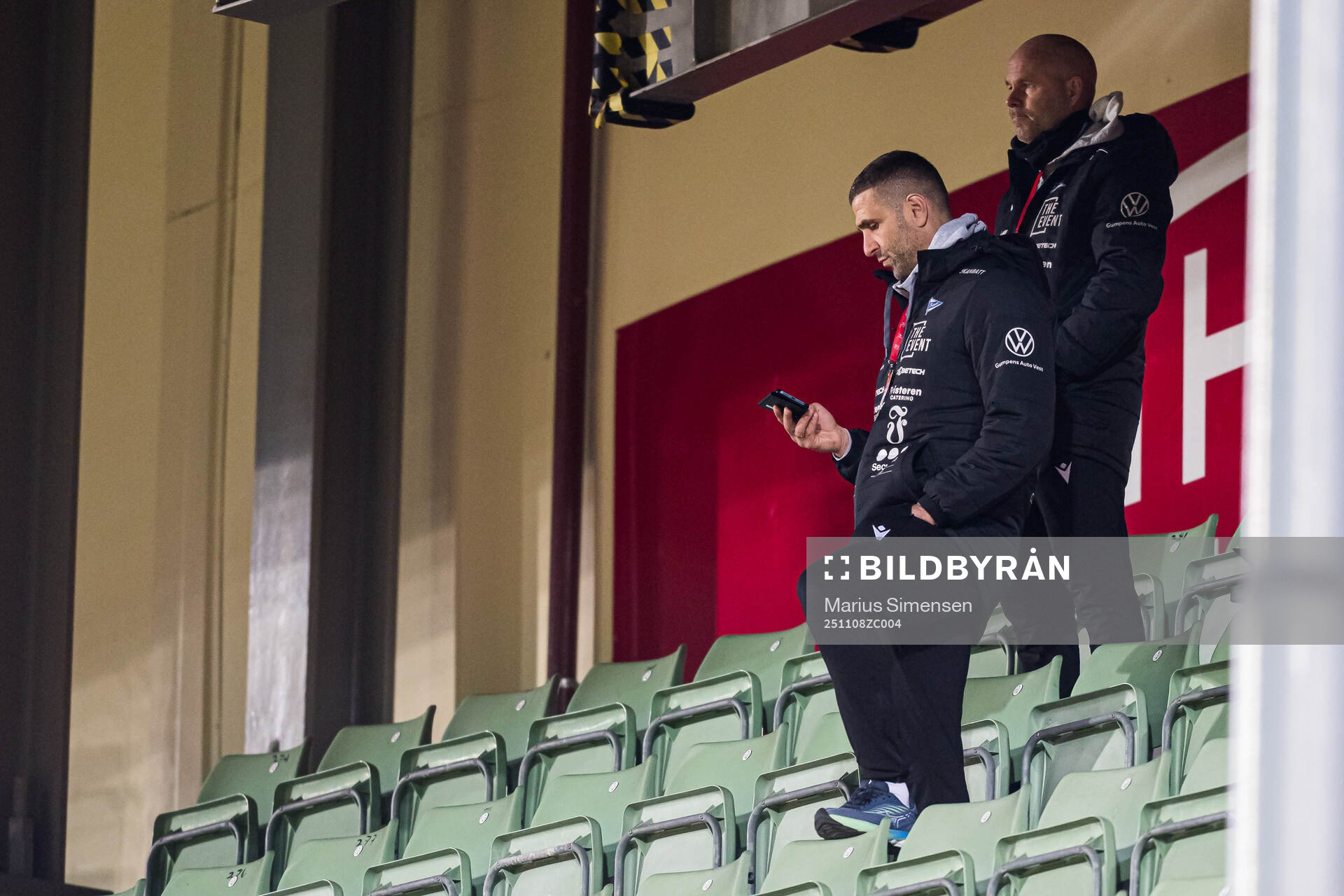 Head coach Azar Karadas of Start in the stands