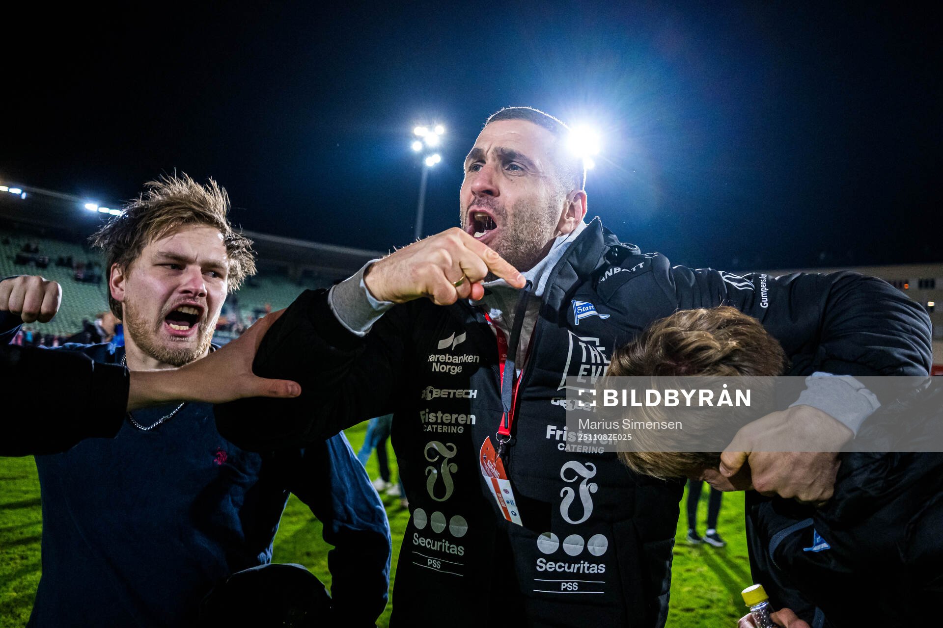 Head coach Azar Karadas of Start celebrates promotion to