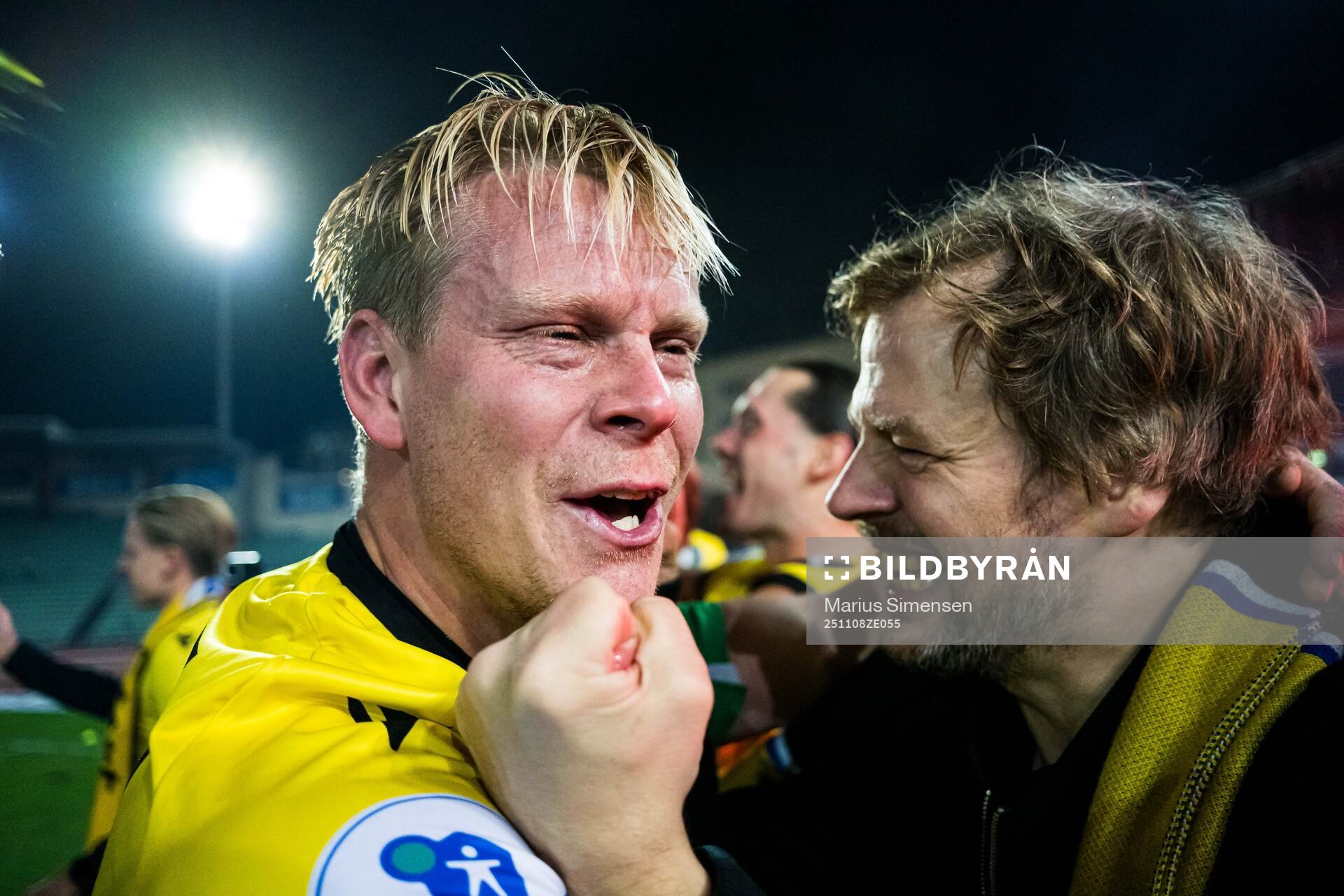 Eirik Wilberg Schulze of Start celebrates promotion to the