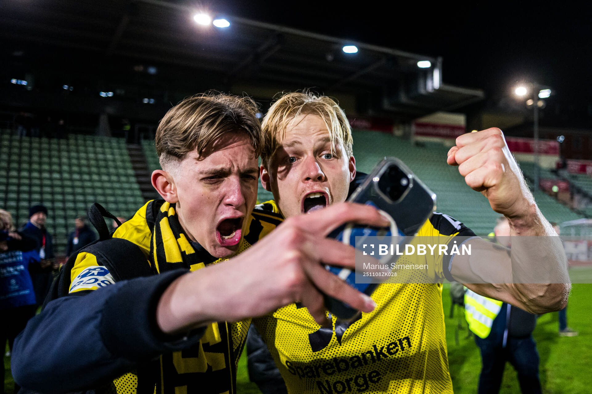 Håkon Holmefjord Lorentzen of Start celebrates promotion
