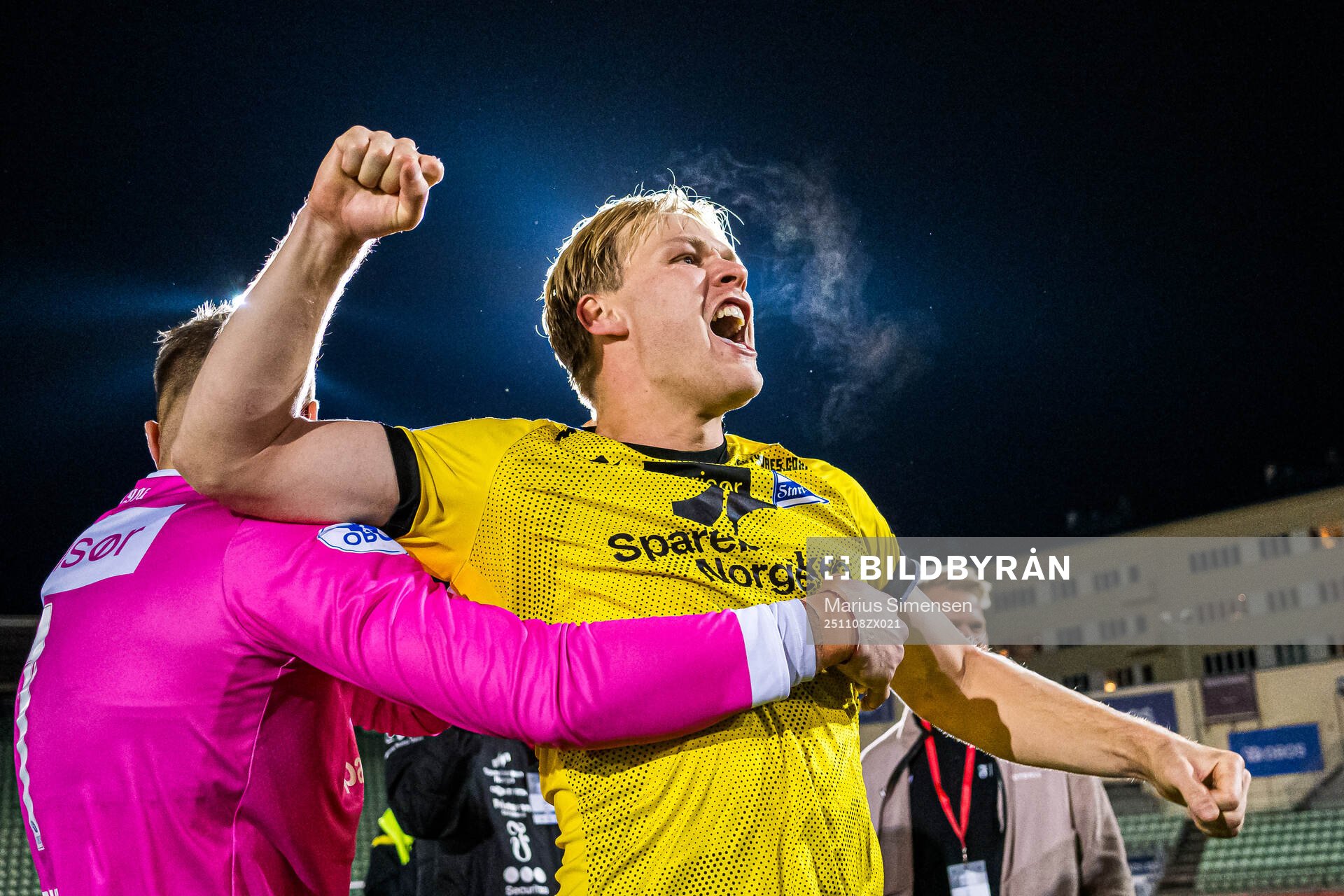 Håkon Holmefjord Lorentzen of Start celebrates promotion