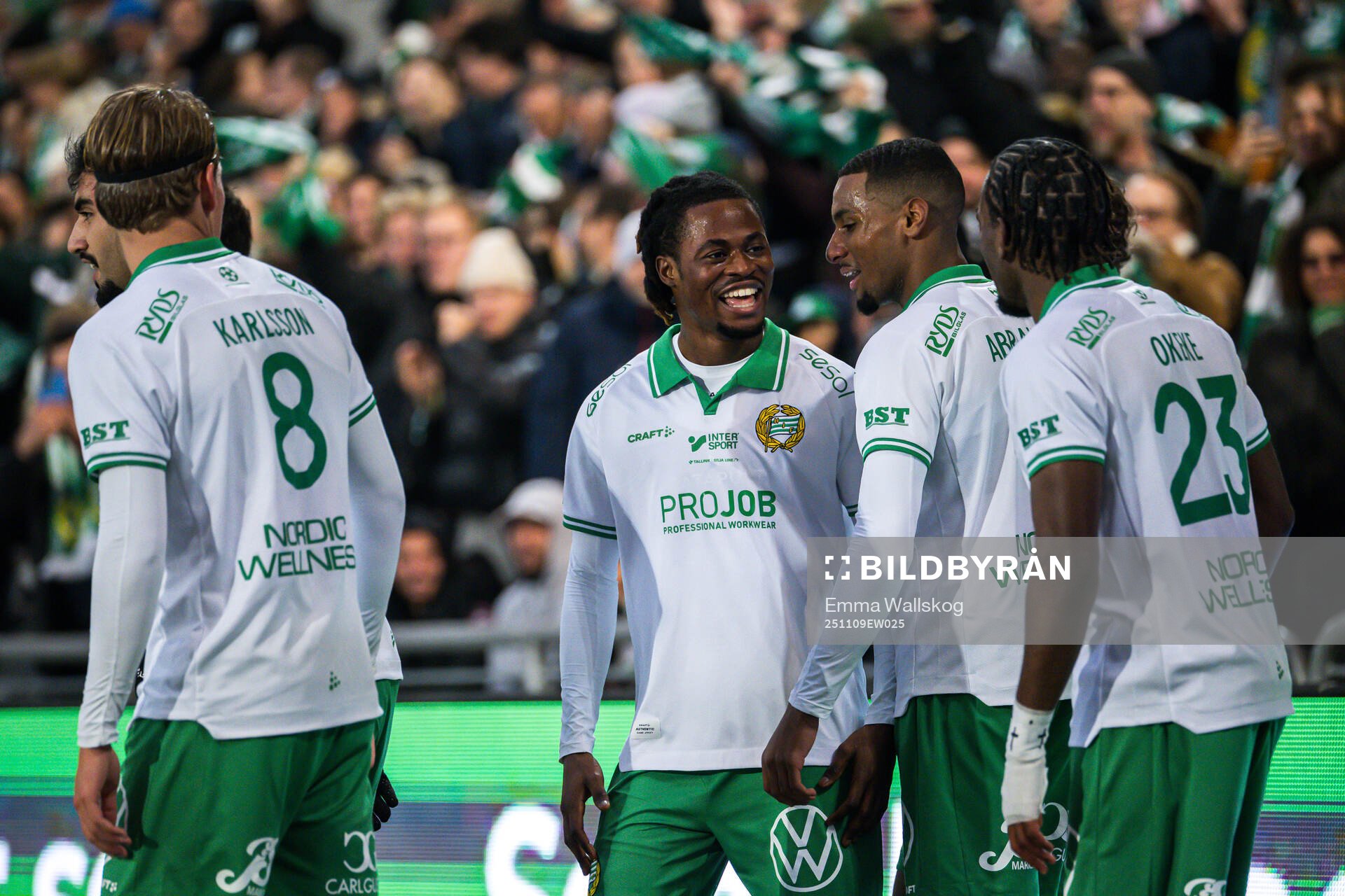 Hammarbys Frank Junior Adjei och Adrian Lahdo jublar