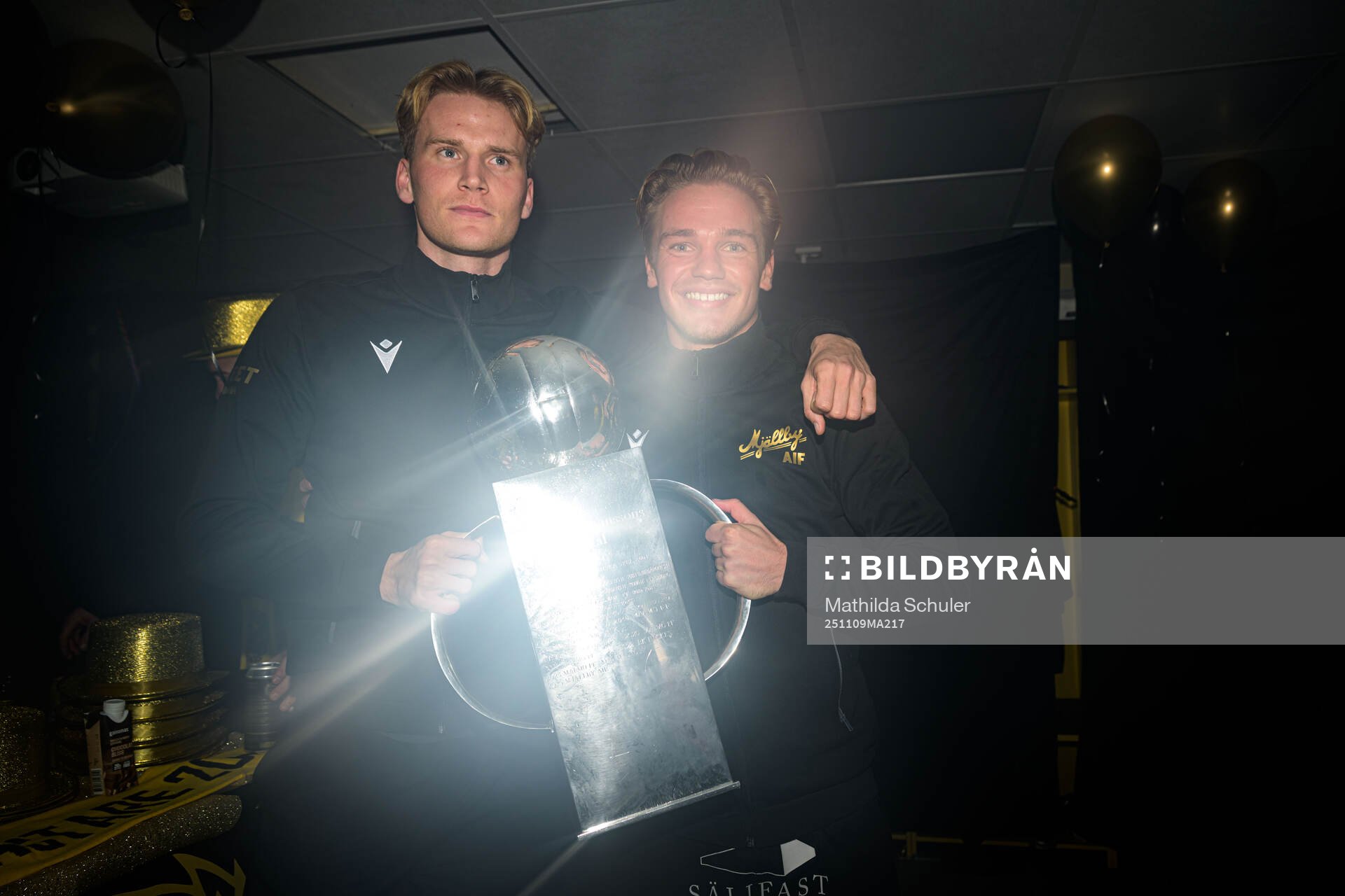 Mjällbys f.d spelare Jakob Kiilerich Rask och Jeppe Kjaer