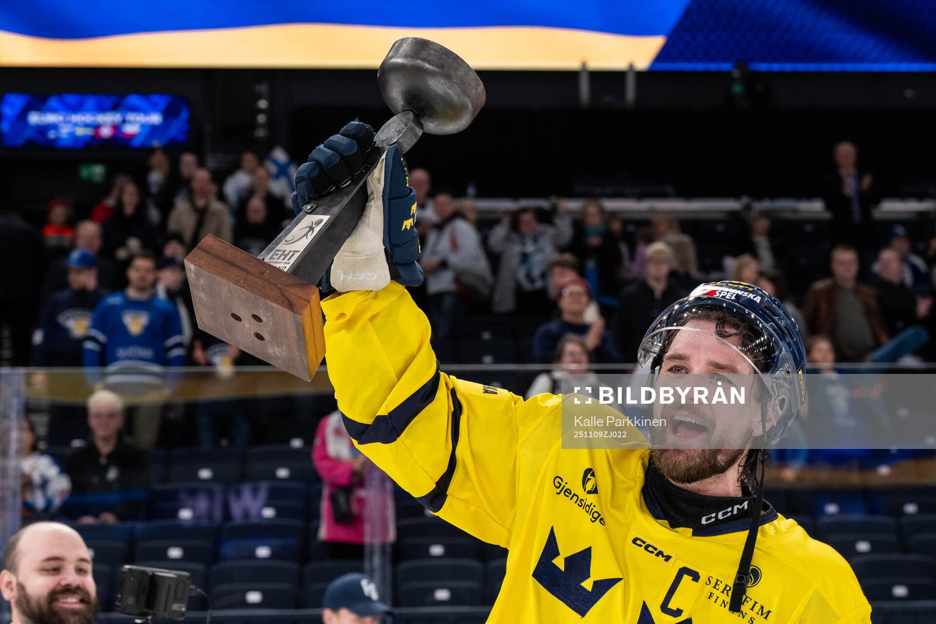 Linus Johansson of Sweden celebrates with the trophy