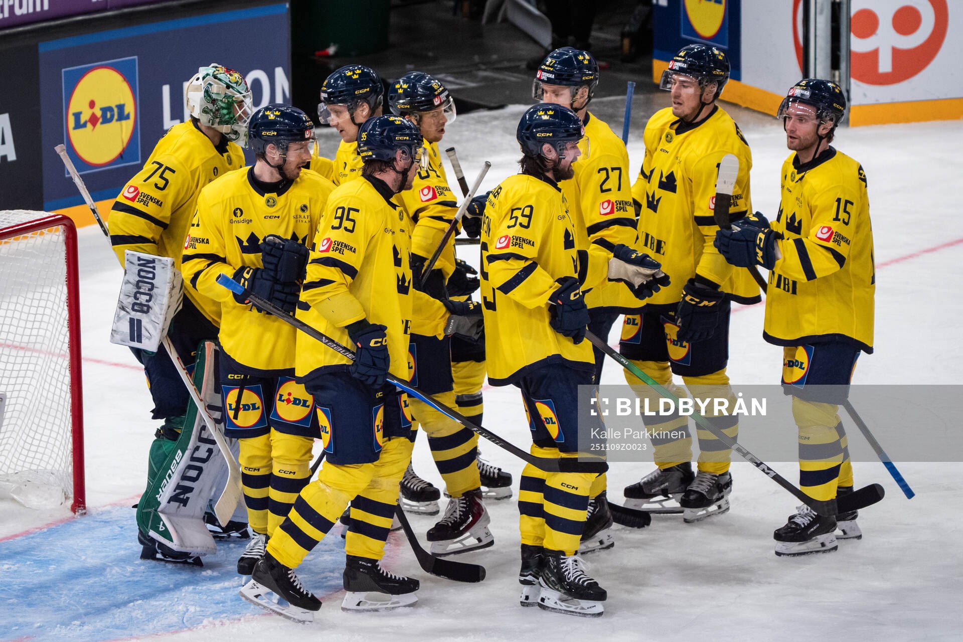 Players of Sweden celebrate