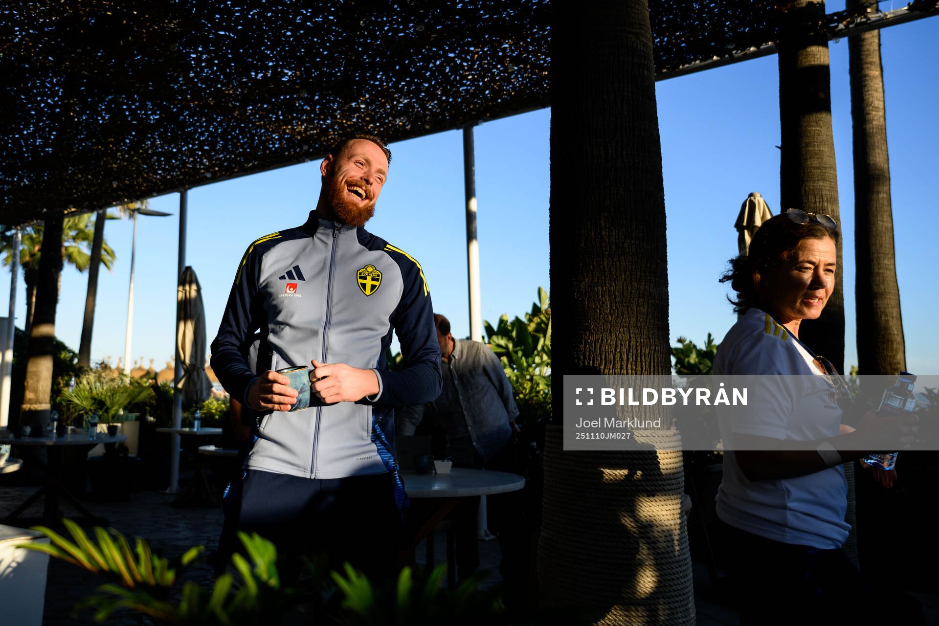 Goalkeeper Viktor Johansson press officer Petra Thorén of