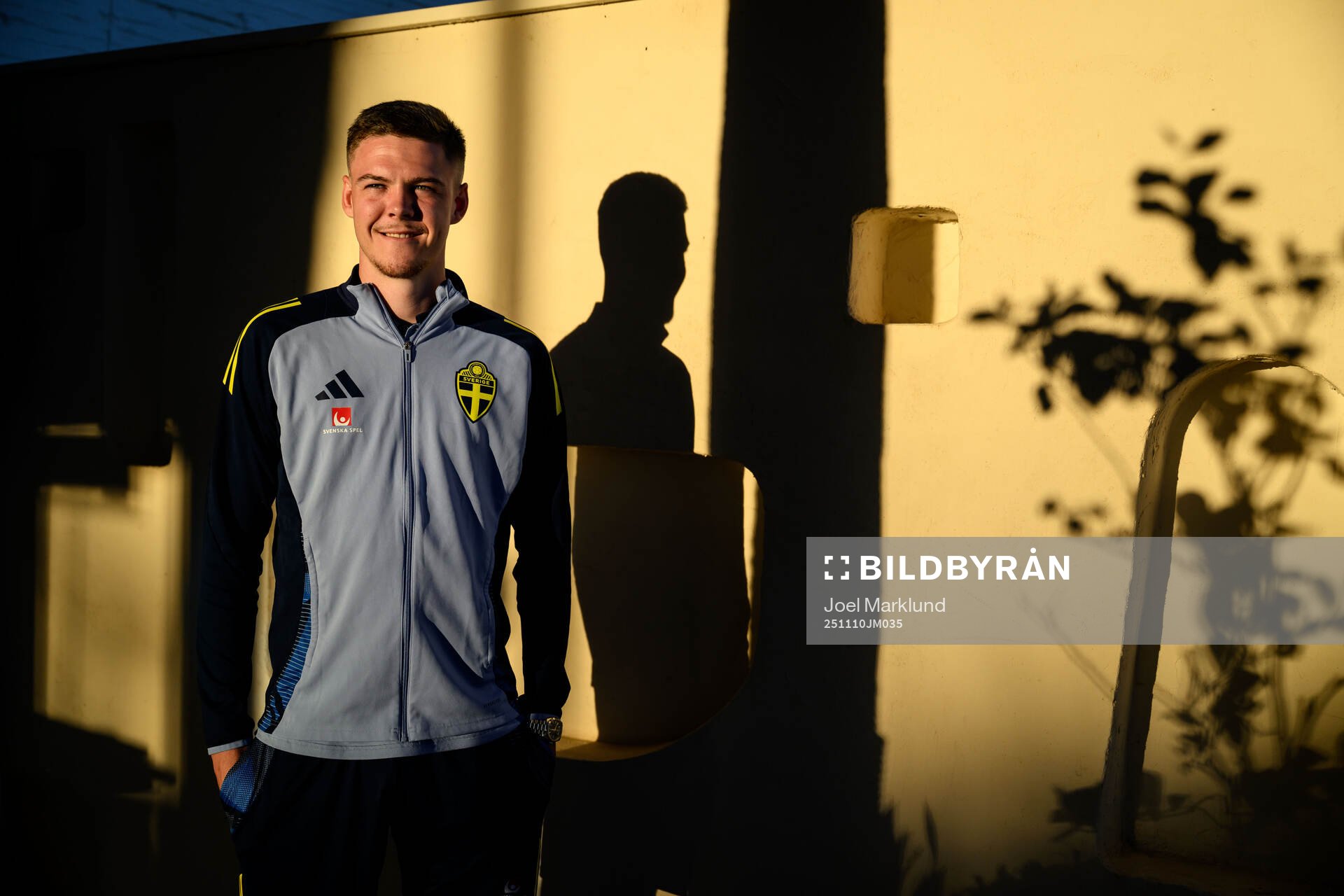 Emil Holm of the Swedish national football team poses for a