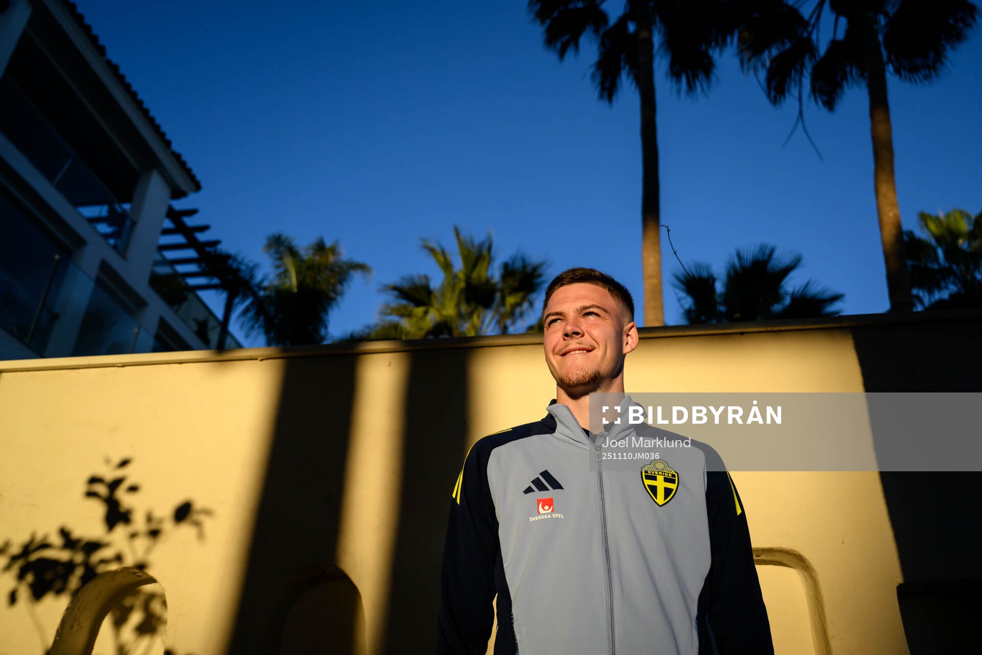 Emil Holm of the Swedish national football team poses for a