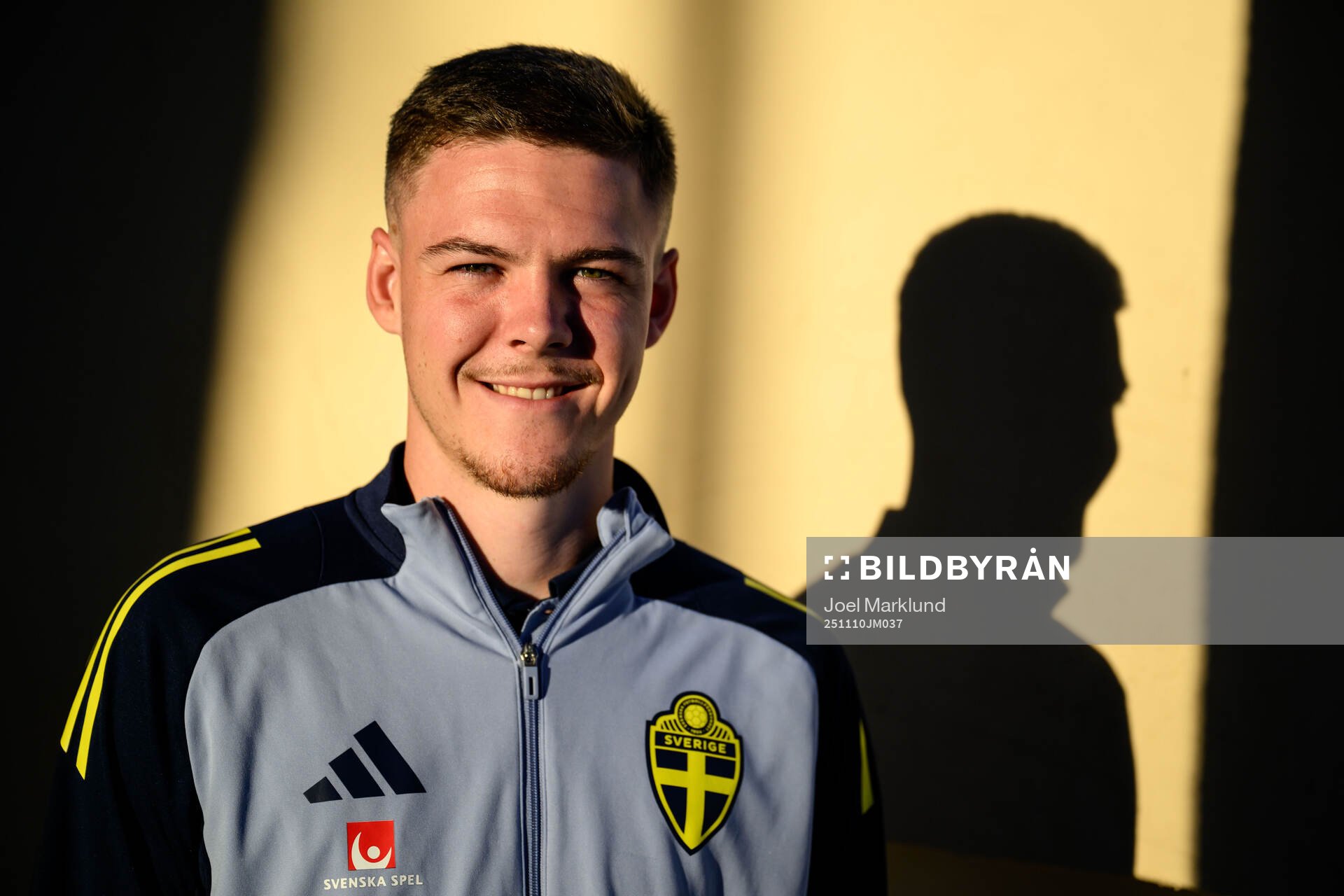 Emil Holm of the Swedish national football team poses for a
