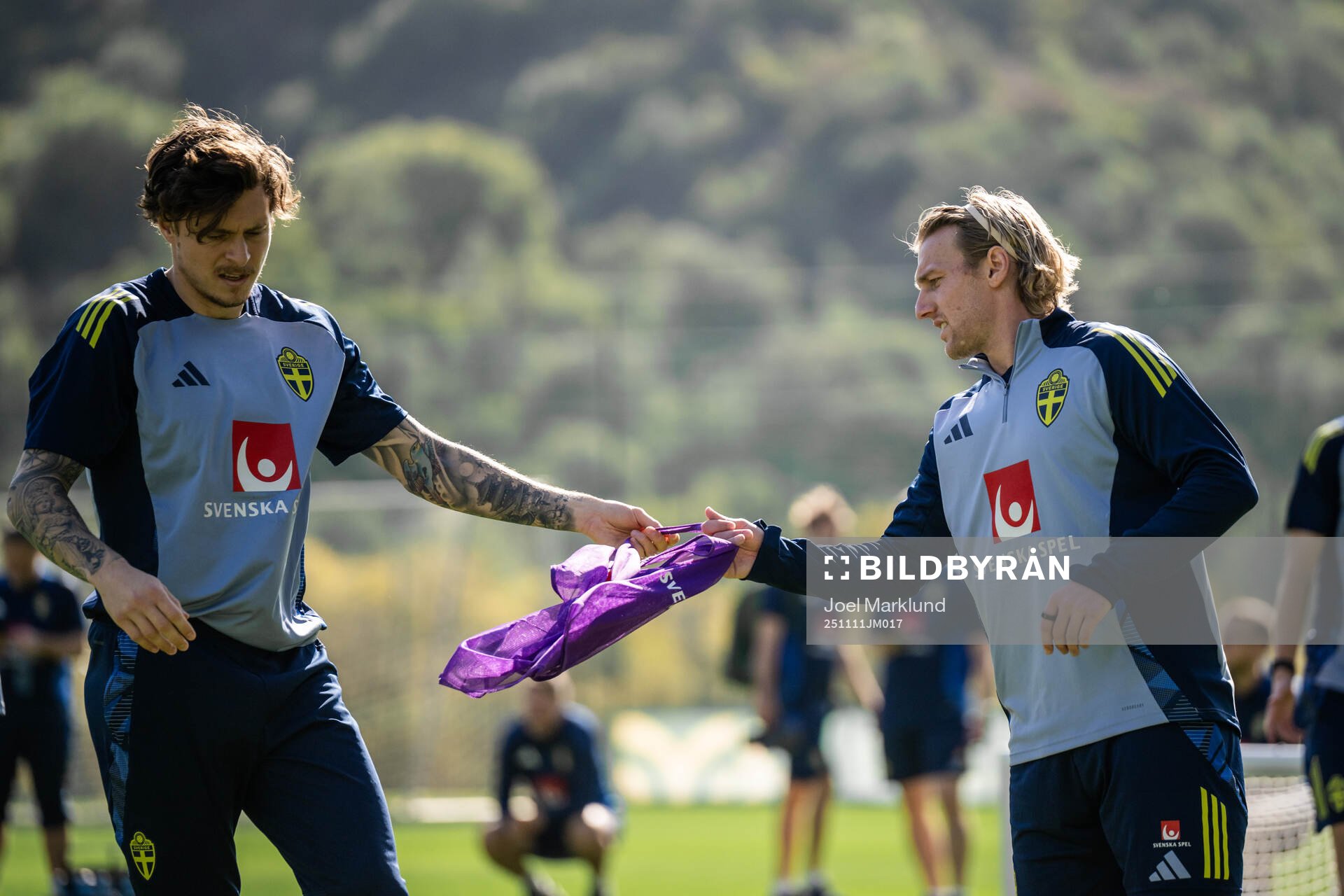 Victor Nilsson Lindelöf and Emil Forsberg of the Swedish