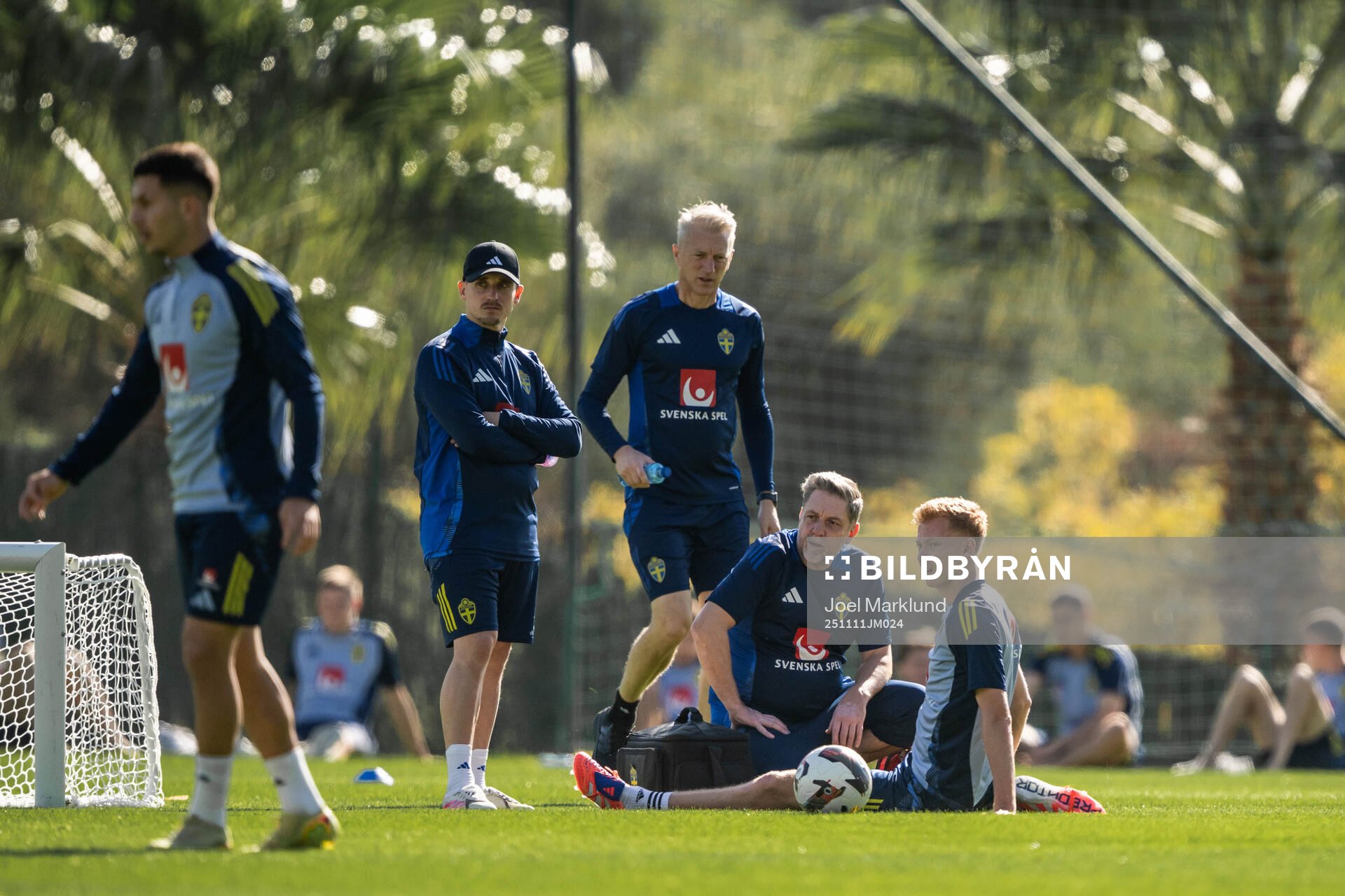 Hugo Larsson of the Swedish national football team receives