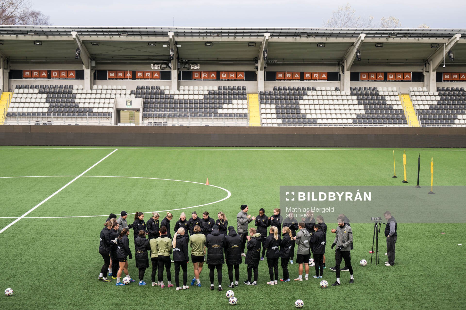 Players and coaches gather